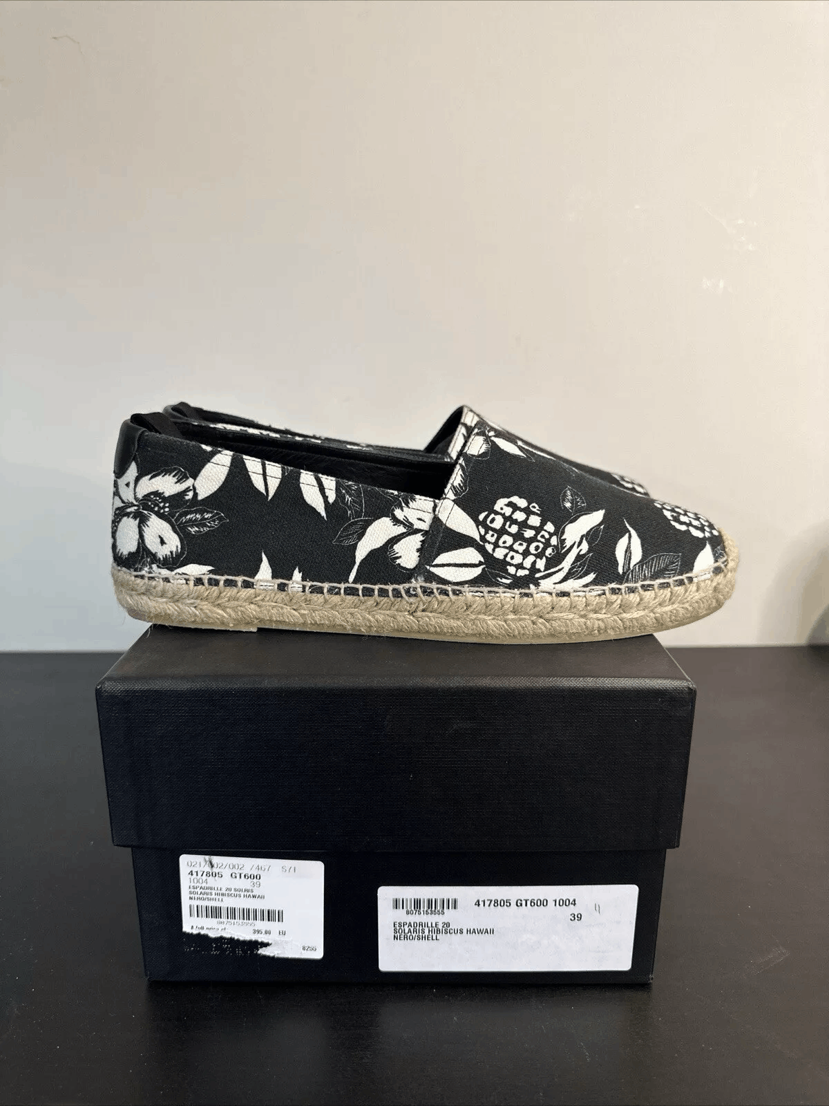 YSL Saint Laurent Men's Canvas Leather Espadrilles Size 39
