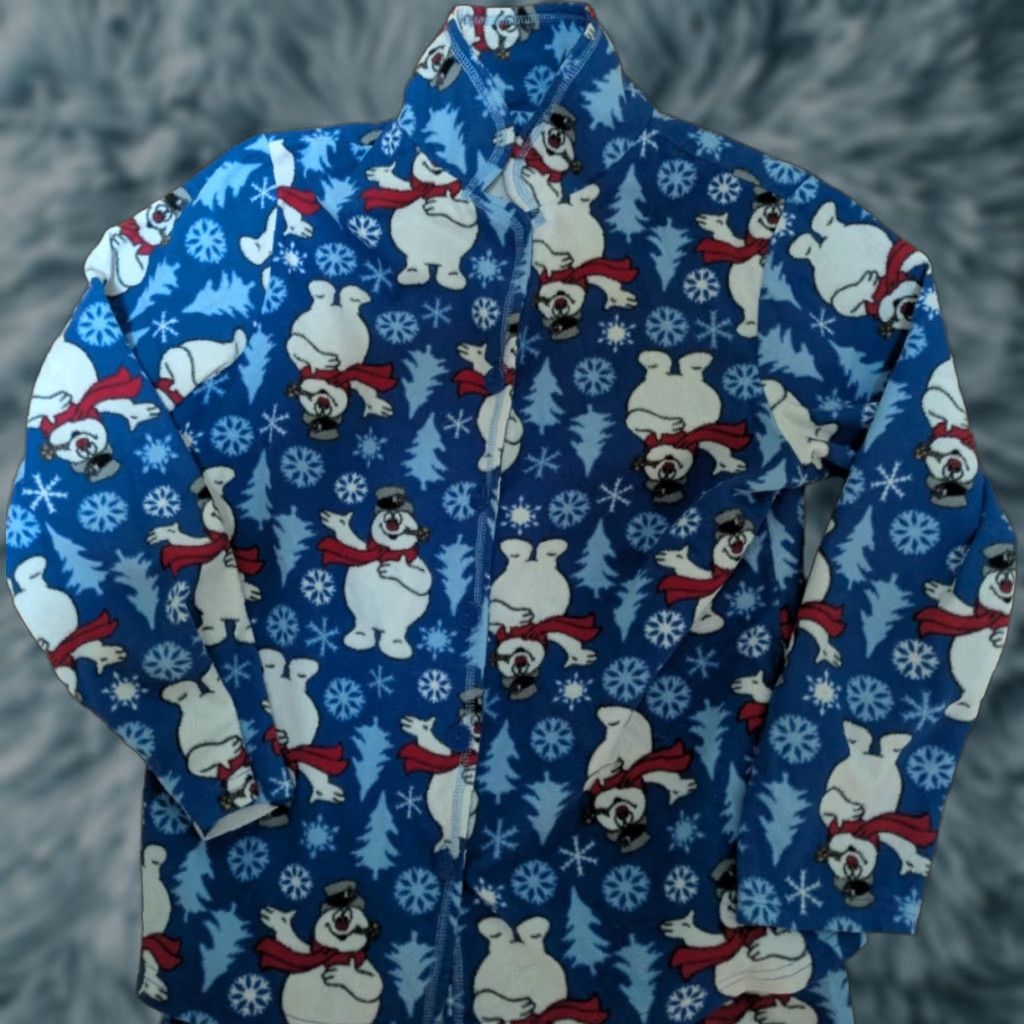Vintage Womens Pajama Set Frosty The Snowman 2 Piece L Blue Large 12-14 Polyester Fleece Christmas Winter Mens? Size ONE SIZE - 1 Thumbnail