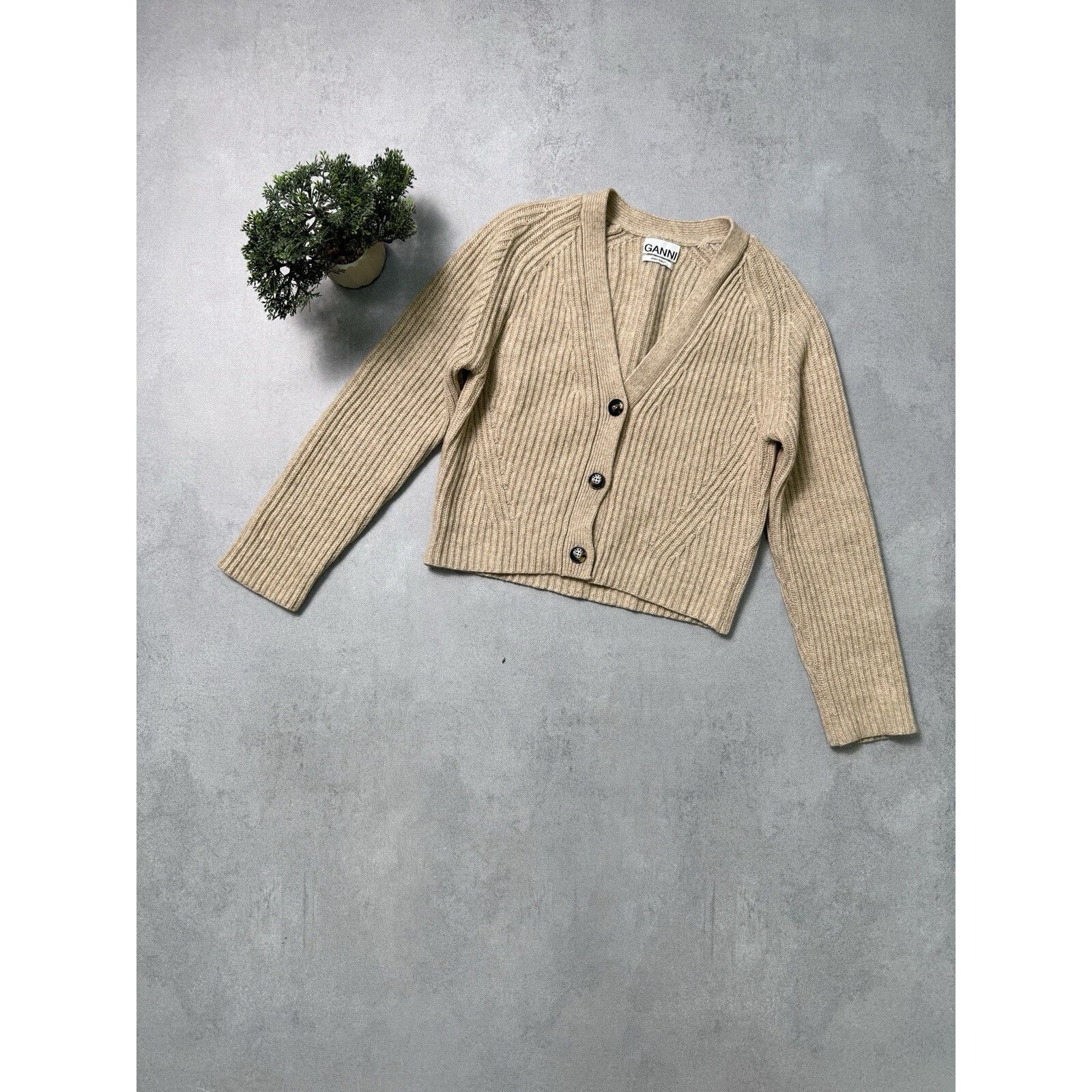 Gianni Women Wool Heavy Cardigan Size S Beige Italy