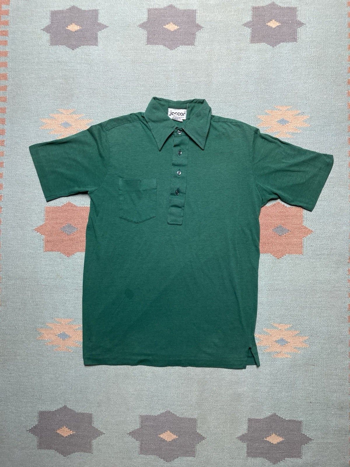 Vintage Vtg 70s polo shirt forest green California pol cotton medium Size US M / EU 48-50 / 2 - 1 Thumbnail