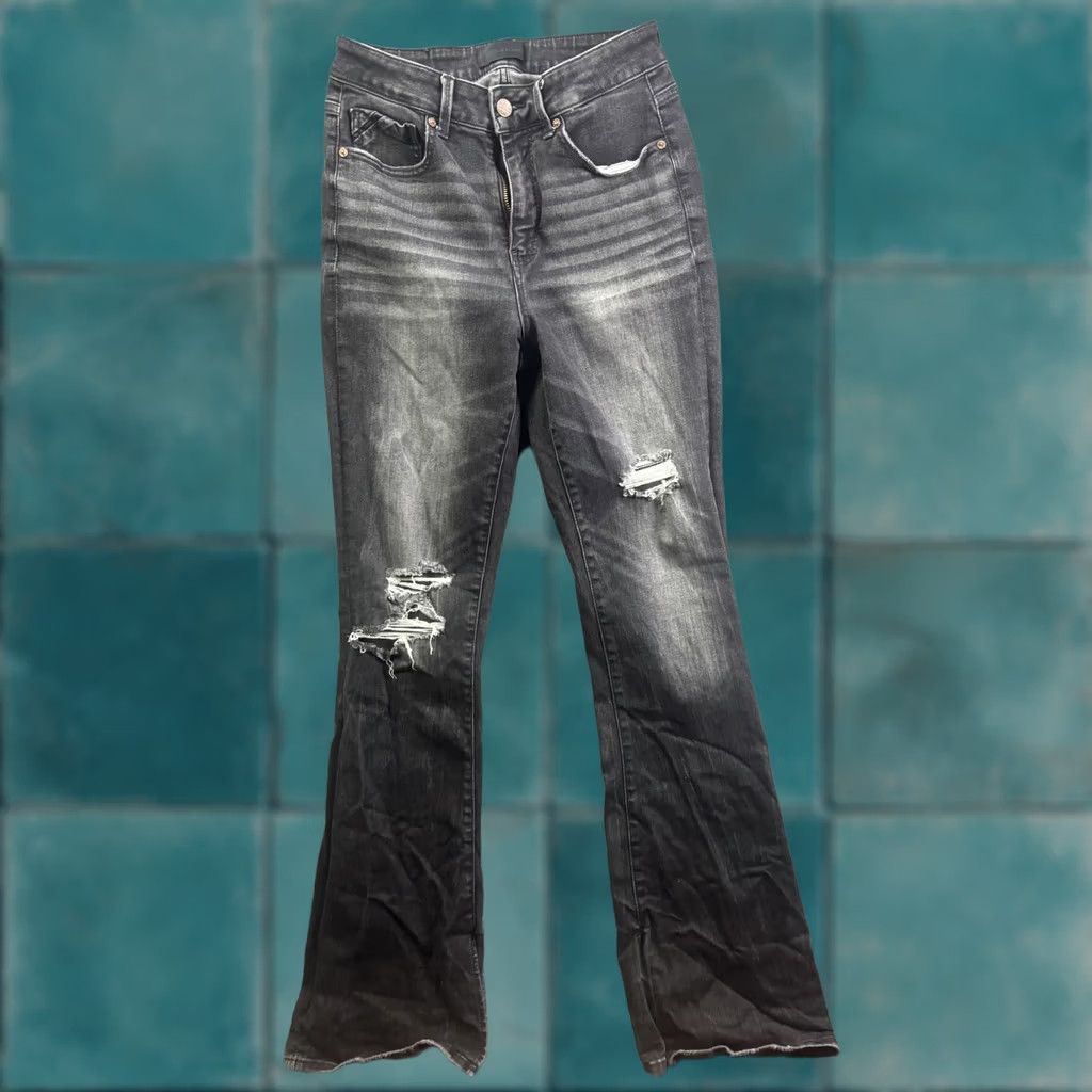 Buckle Black Buckle Black Jeans Bootcut Womens 29x34 Charcoal Wash Distressed Stretch Denim Pocket Size 29" - 1 Thumbnail