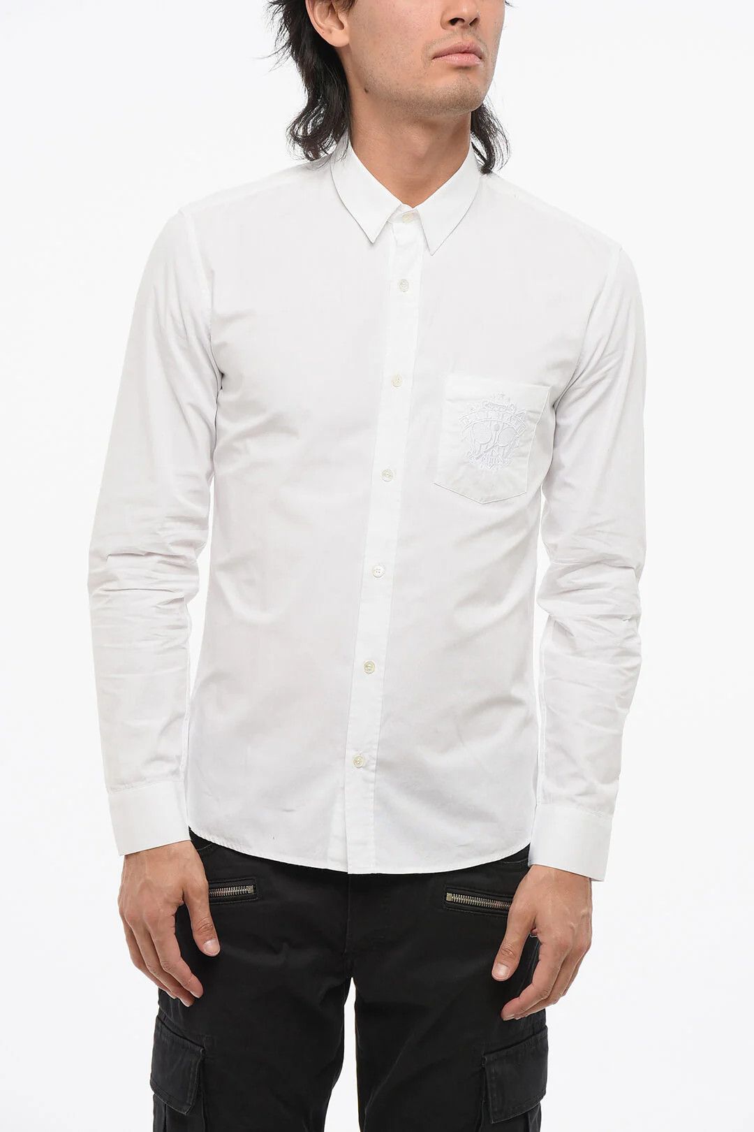 Balmain og1mm0326 Cotton Poplin Shirt in White Size US S / EU 44-46 / 1 - 1 Thumbnail
