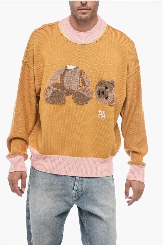 Palm Angels o1y0325 Logo Crewneck Sweater in Yellow/Pink Size US L / EU 52-54 / 3 - 1 Thumbnail