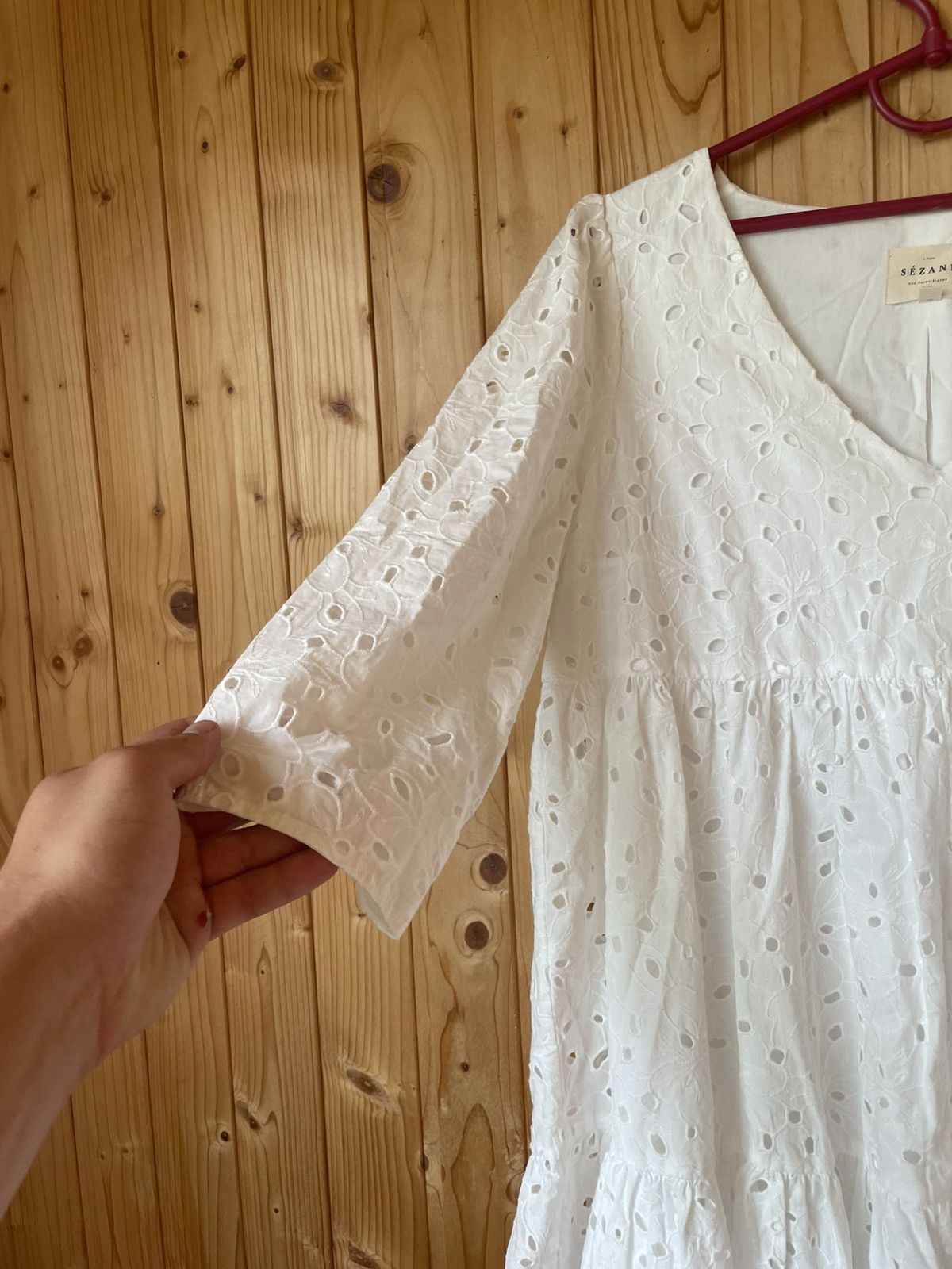 Sezane Sezane Broderie Anglaise Luxury White dres size 38 Size XS / US 0-2 / IT 36-38 - 6 Thumbnail