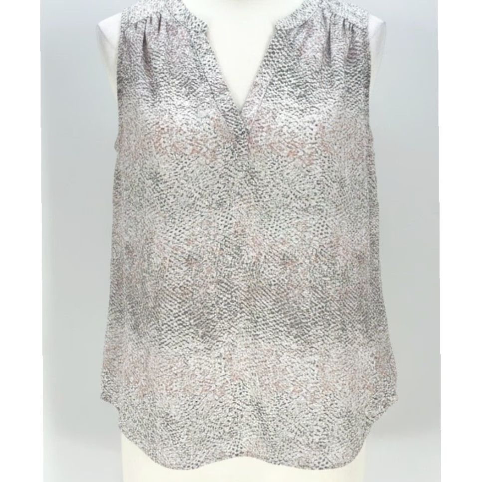 Vintage Dalia Blouse Sleeveless Pink Gray White Geometric Print Office Chic Bohemian Soft Girl Basic Pullover Regular Size S Women Size S / US 4 / IT 40 - 2 Thumbnail