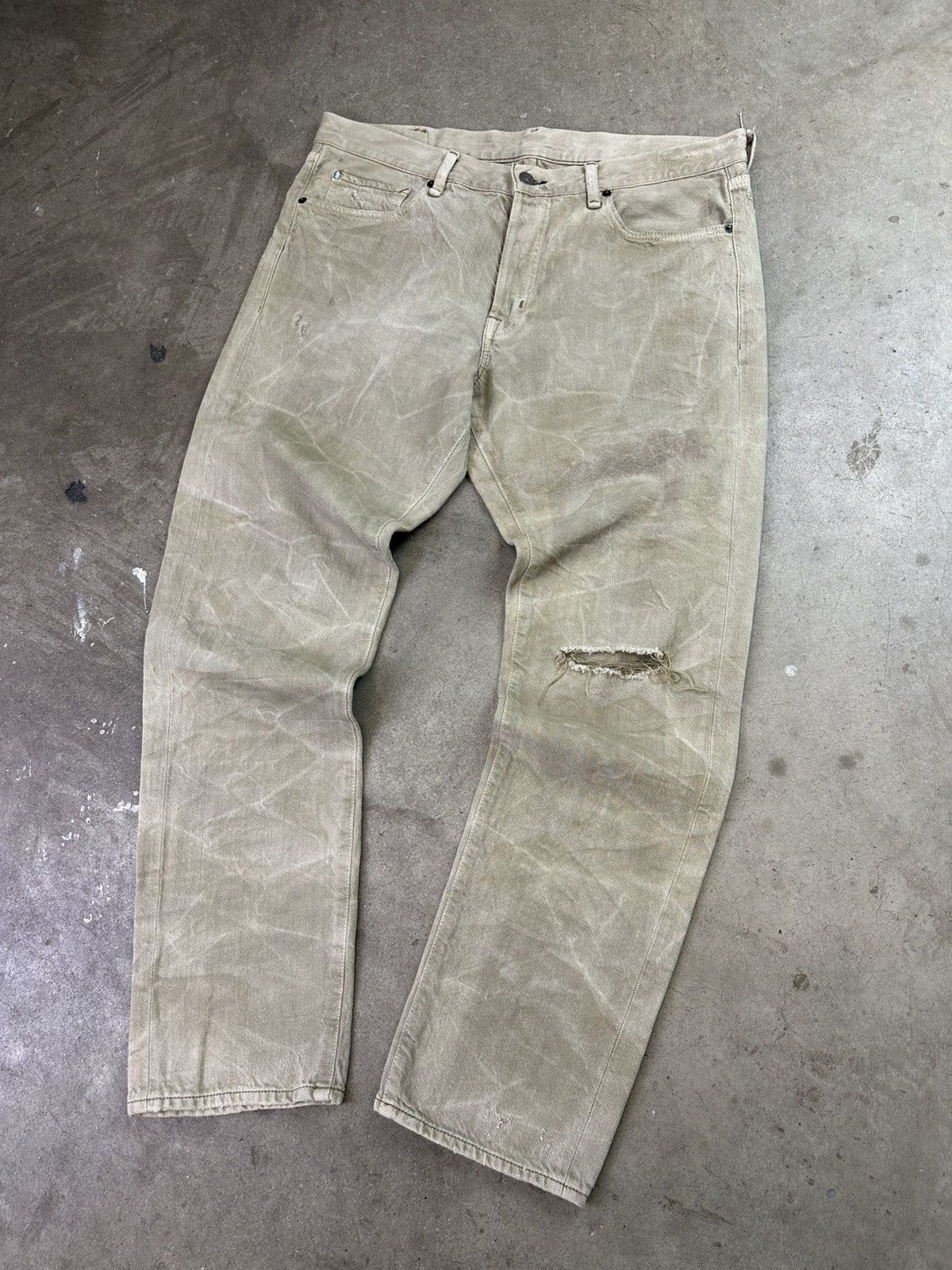 Ralph Lauren Ralph Lauren Stone Washed Denim Tan Straight Cut Loose 36" Size US 36 / EU 52 - 3 Thumbnail
