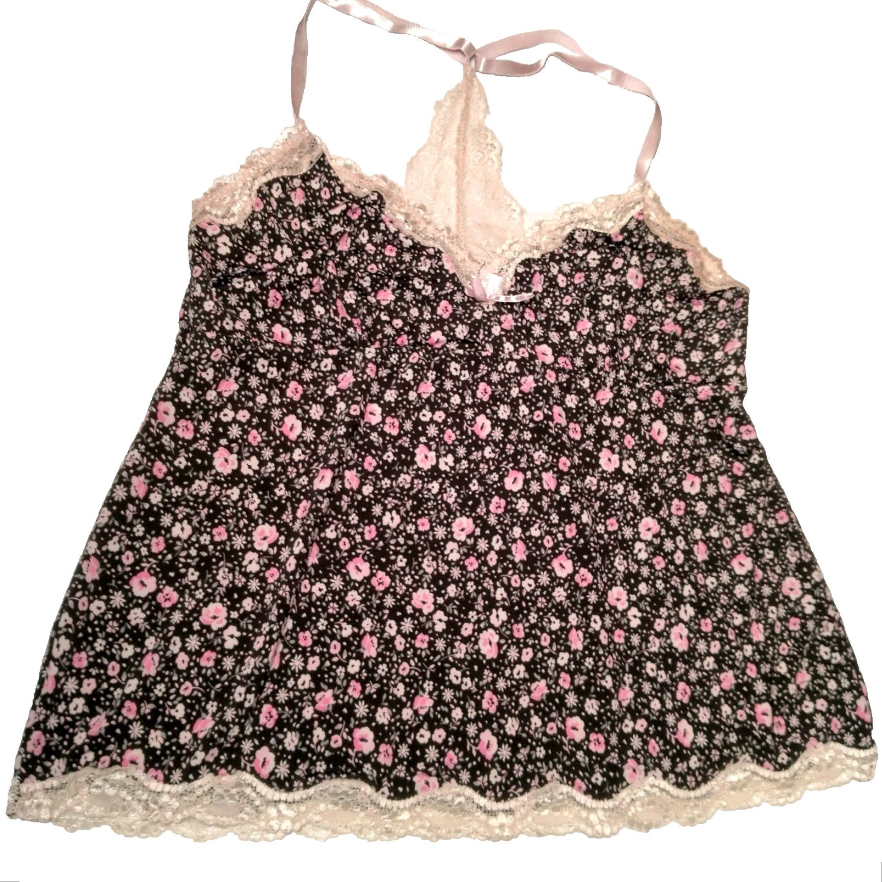 Laura Ashley Laura Ashley Tank Top Camisole Women L Black Pink Floral Lace Sleepwear Couquette Size L / US 10 / IT 46 - 2 Thumbnail