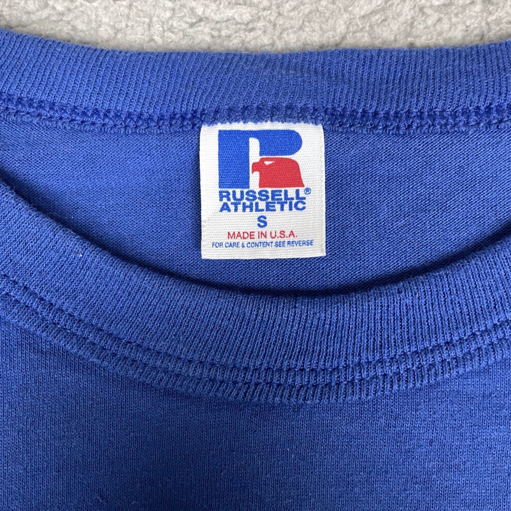 Russell Athletic VINTAGE Russell Athletic Tshirt Adult Small Blue McCandless Softball White USA S Size US S / EU 44-46 / 1 - 5 Thumbnail