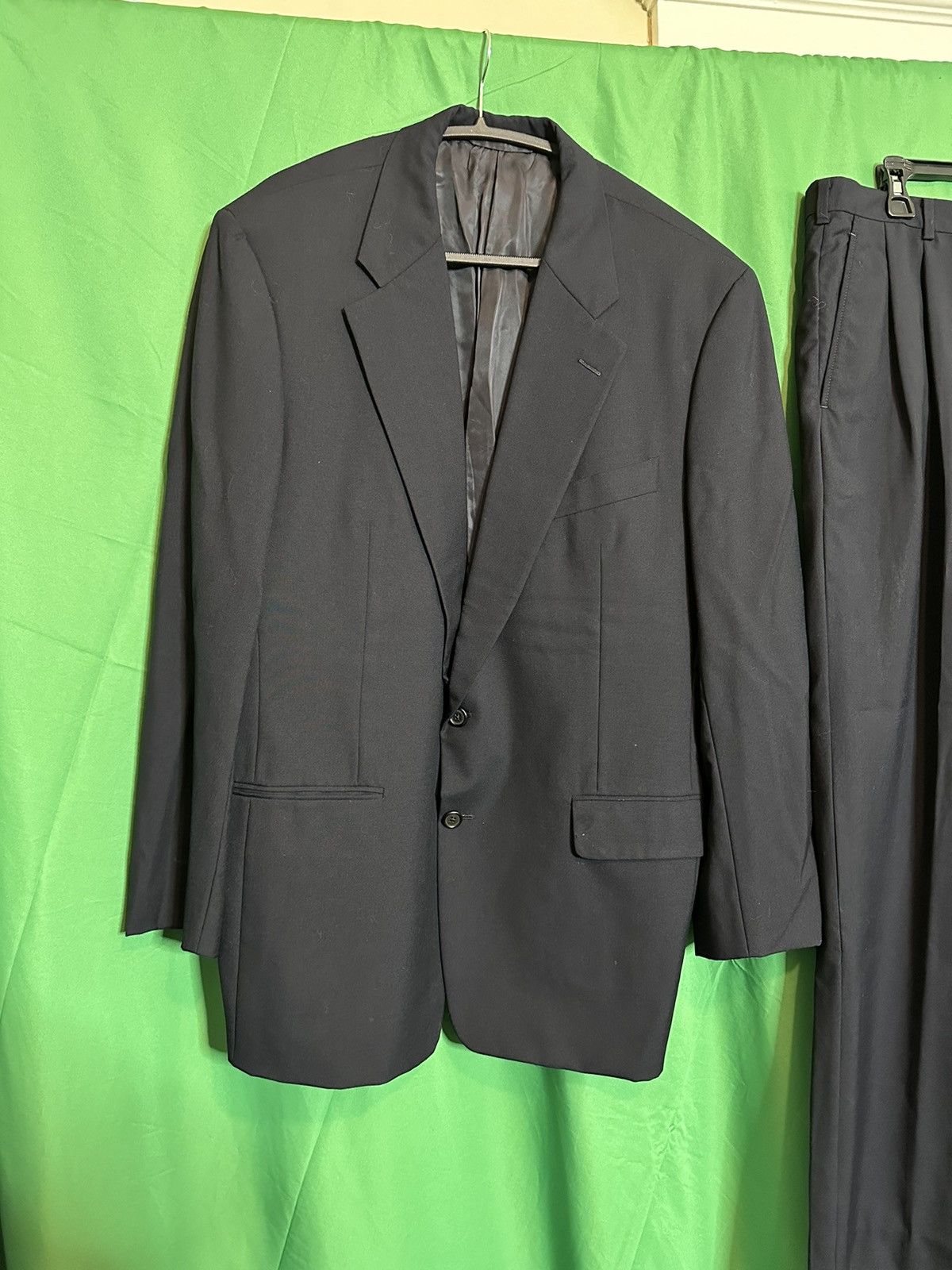 Designer ROTHMAN’S New York $1400 navy blue wool 2pc suit Size 44R - 2 Thumbnail