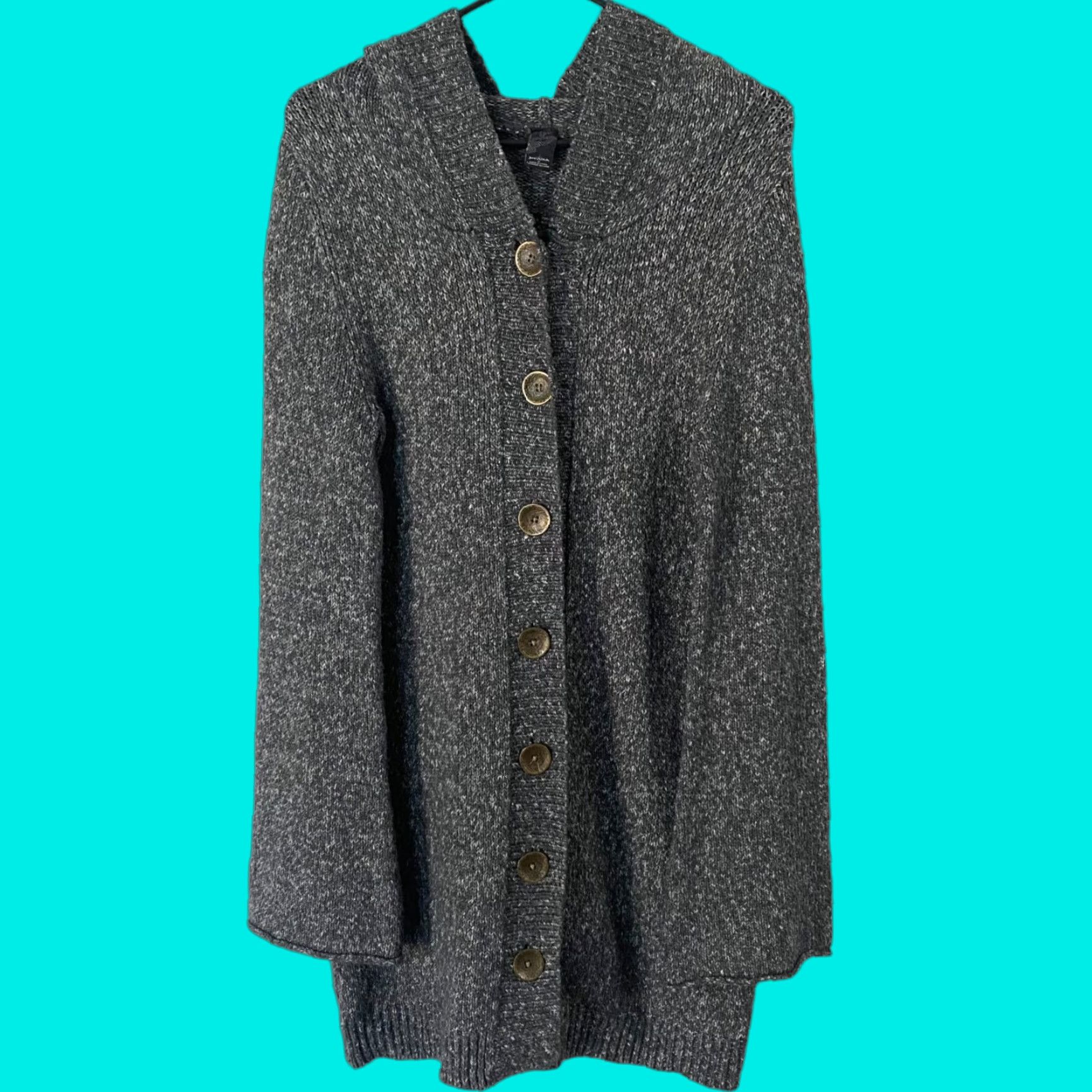 Prana PrAna Willow Duster Hooded Sweater Cardigan Gray Women's Size Small Button-Front Size S / US 4 / IT 40 - 1 Thumbnail