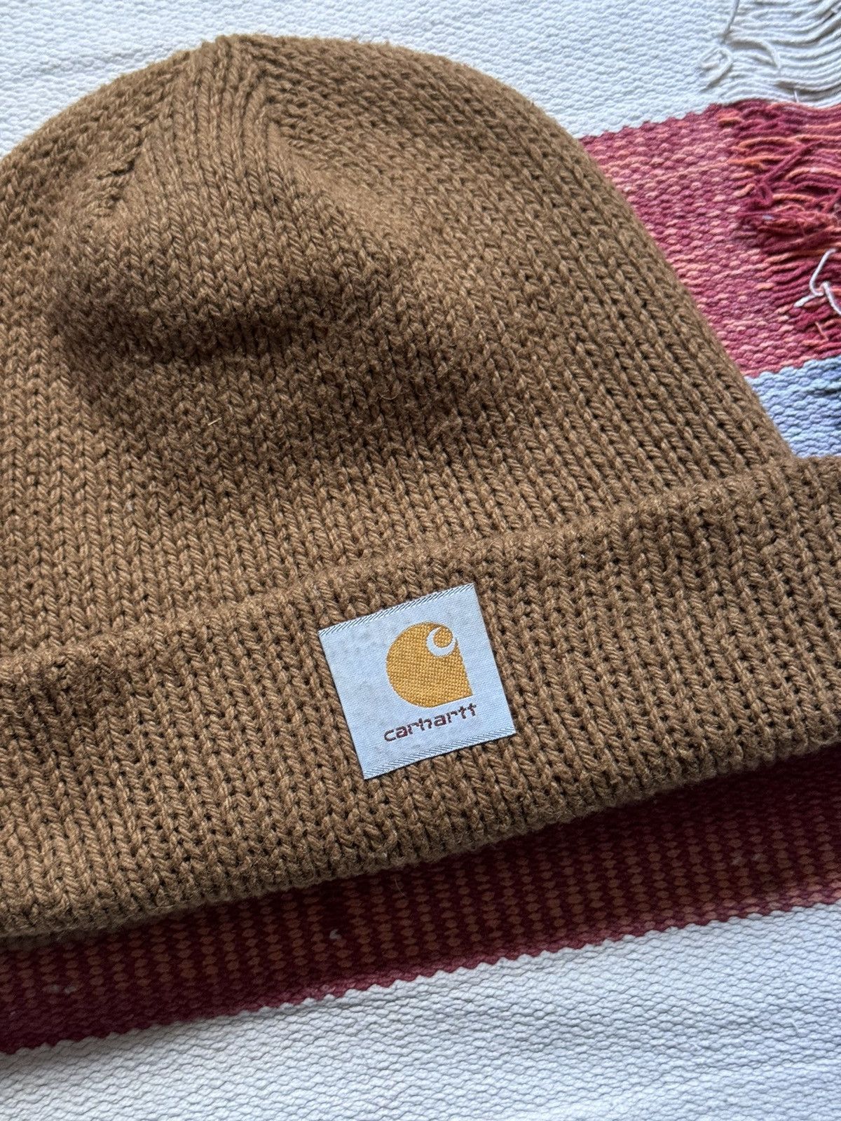 Carhartt Vintage 90’s Carhartt USA Knitted Wool Brown Winter Hat Size ONE SIZE - 2 Thumbnail