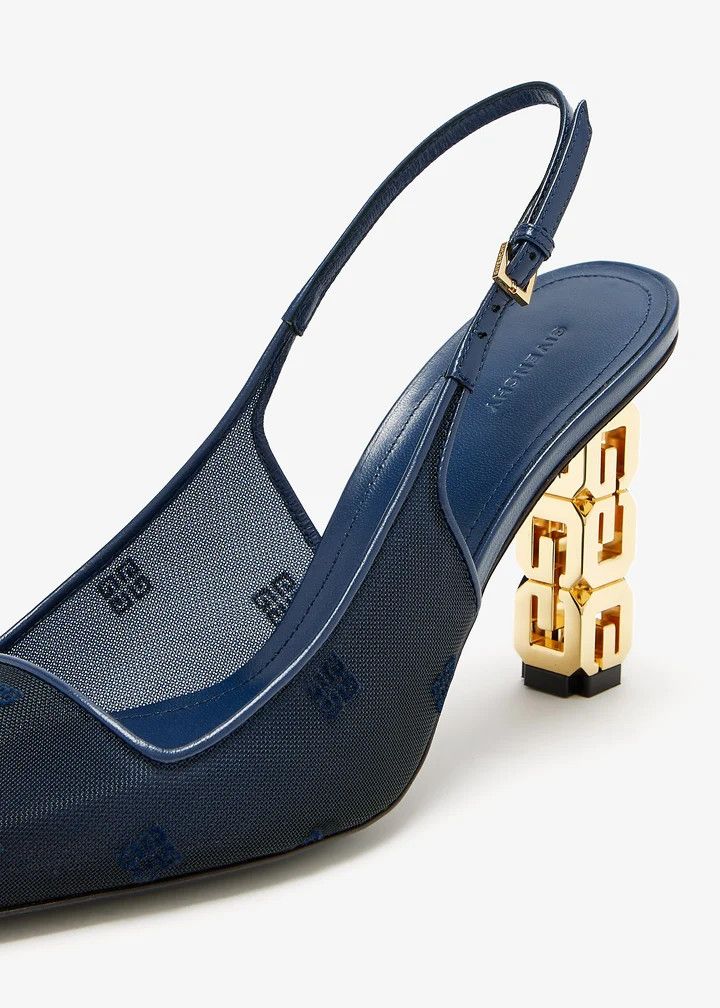 Givenchy o1w1db10326 G Cube Slingback 85mm Pumps in Navy Size US 12 / IT 42 - 2 Thumbnail