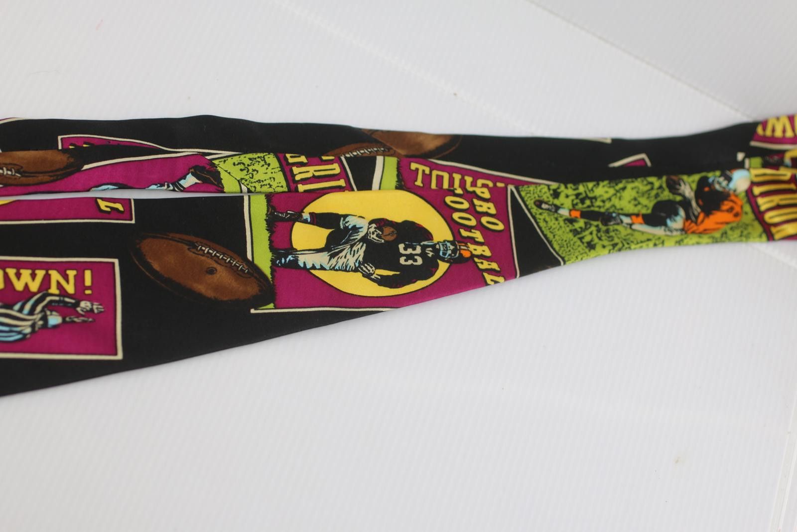 The Tie Bar 100% Silk Football Tie Handmade Vibrant Colors Mens Tie Game Size ONE SIZE - 5 Thumbnail
