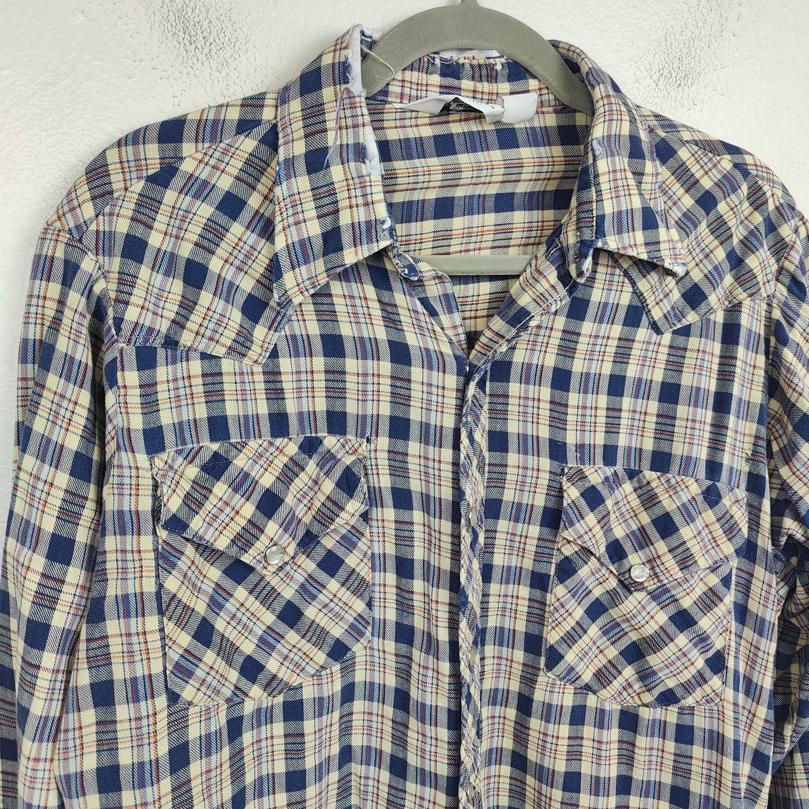 Other Vintage Woolrich Western Shirt Mens XL Beige Blue Plaid Size US XL / EU 56 / 4 - 2 Thumbnail