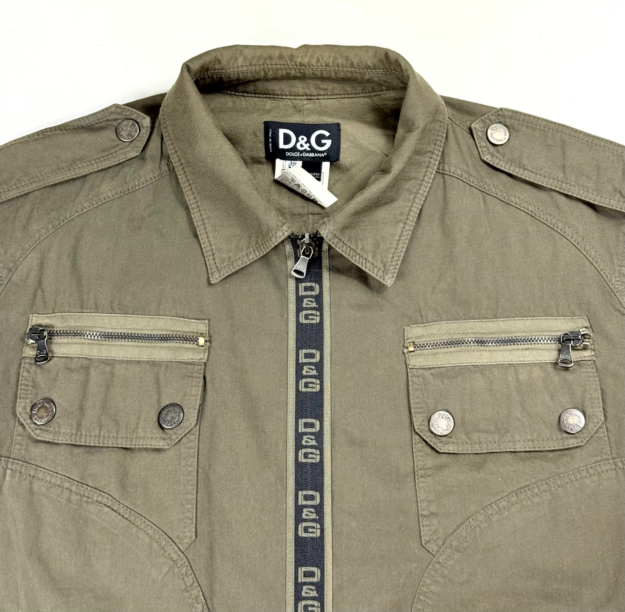 Dolce & Gabbana Dolce&Gabbana Zipper Logo Army Green Military Utility Jacket Size US L / EU 52-54 / 3 - 3 Thumbnail