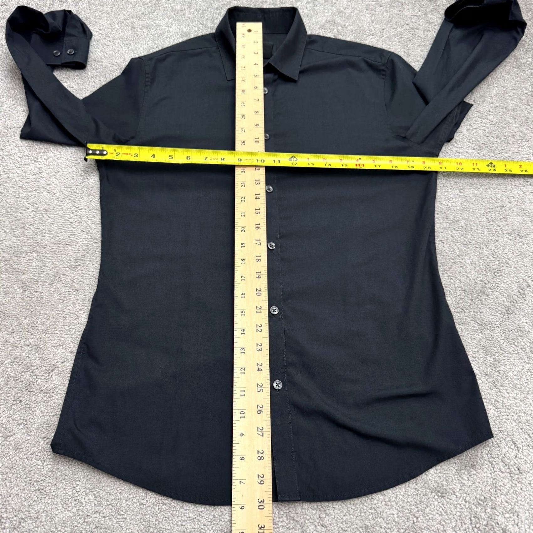 H&M H&M Slim Fit Easy Iron Dress Shirt Mens M Black Long Sleeve Classic Work Shirt Size 40R - 5 Thumbnail