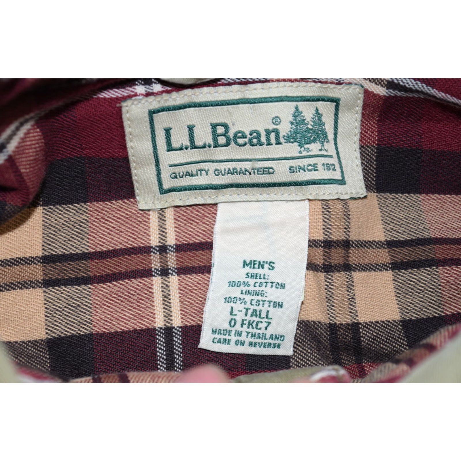Vintage L.L. BEAN MENS FLANNEL LINED HURRICANE WORK SHIRT LT KHAKI BUTTON-UP BIG & TALL Size US L / EU 52-54 / 3 - 6 Thumbnail