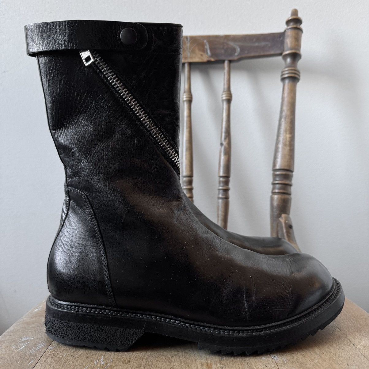 Rick Owens Rick Owens Black Spiral Zip Calf Leather Boots Size US 9 / EU 42 - 2 Thumbnail
