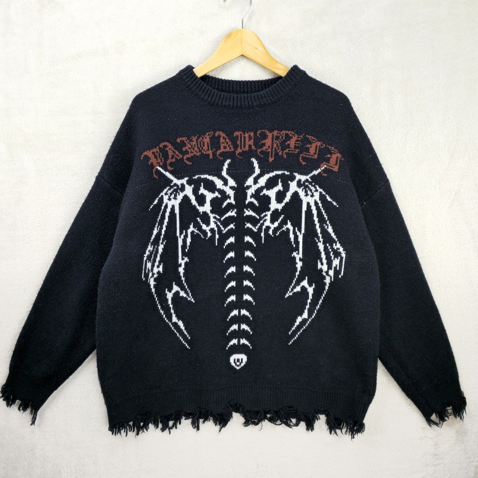 Vancarhell Knit Sweater L-XL Y2K Gothic Oversized Skeleton