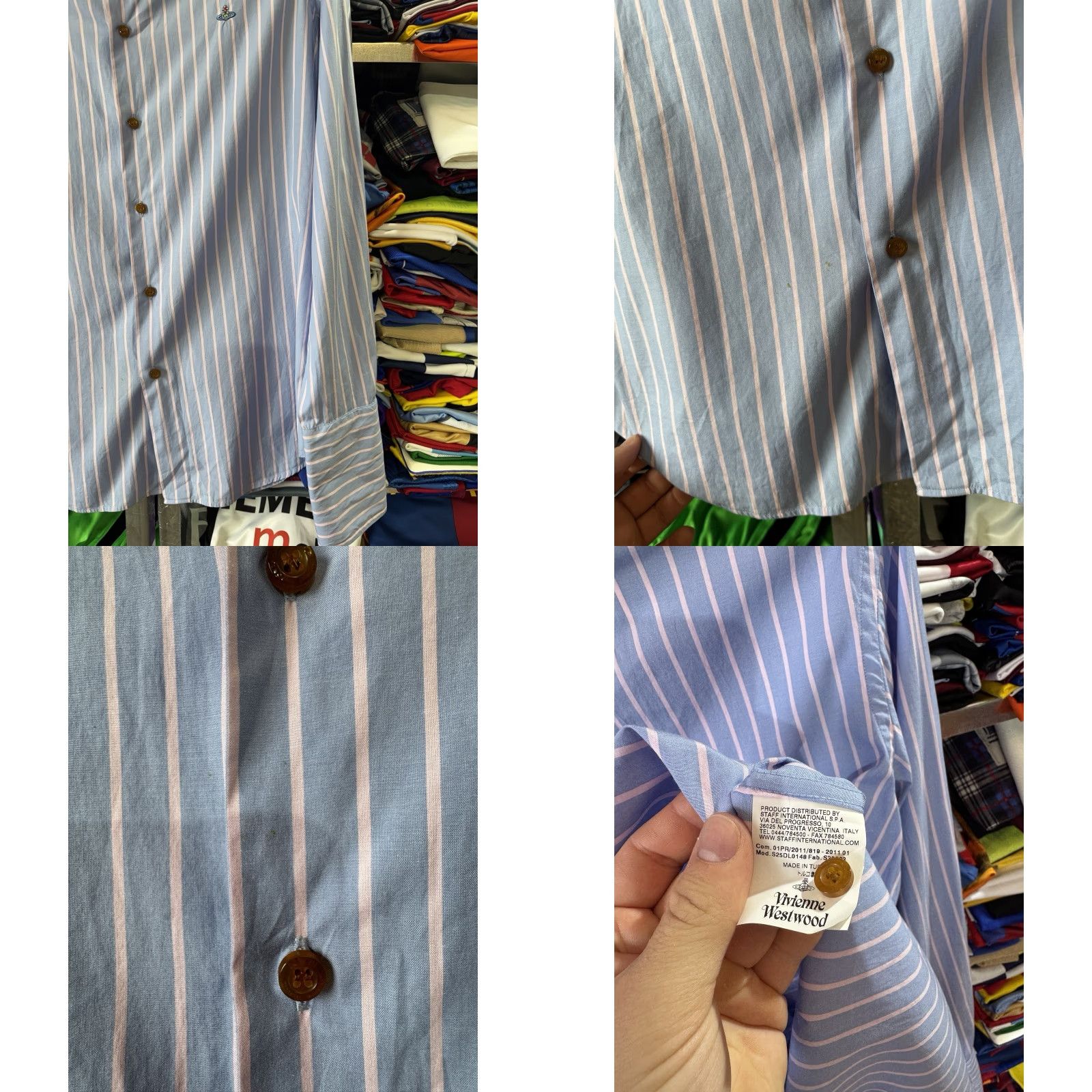 Vivienne Westwood VIVIENNE WESTWOOD MAN Shirt / Striped Slim Fit Blue Pink Long Sleeve Size S EU 46 III / 46 / small Mens Size US S / EU 44-46 / 1 - 8 Thumbnail