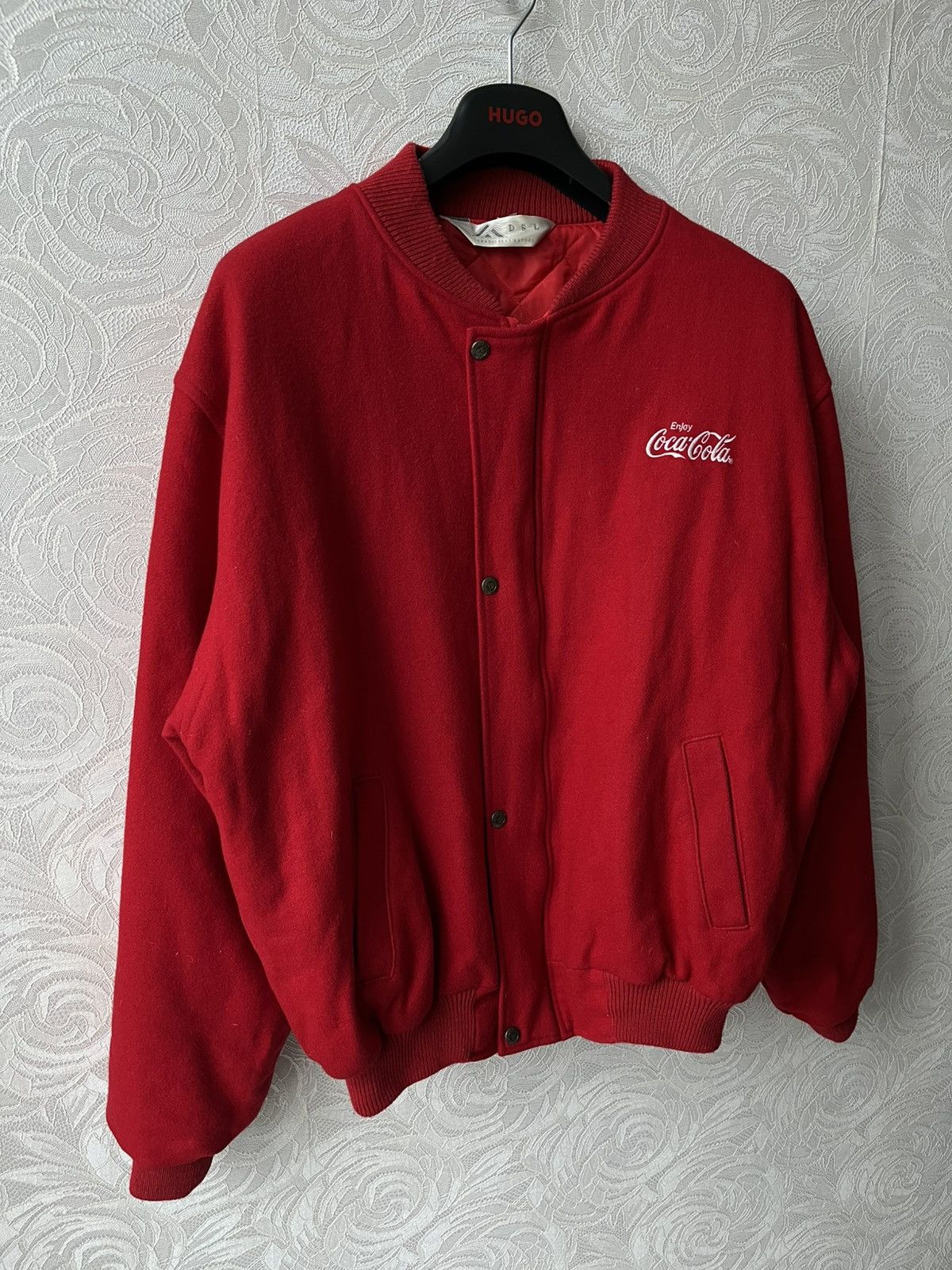 Coca Cola Vintage 90s Coca Cola Enjoy It Wool Red Bomber Jacket Rare Size US L / EU 52-54 / 3 - 2 Thumbnail