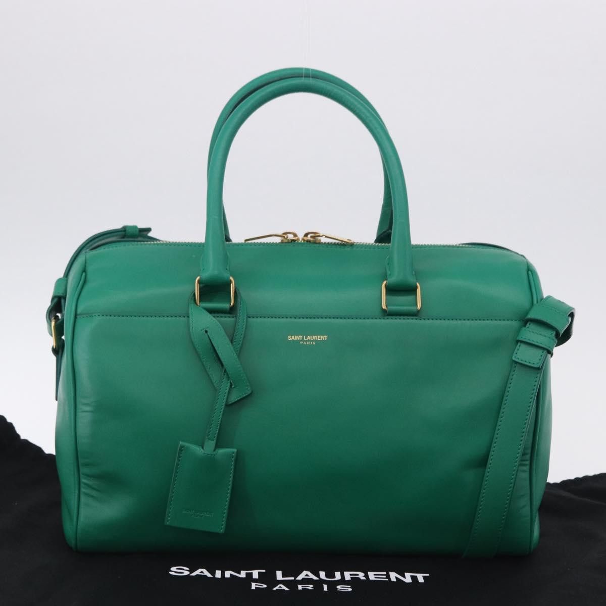 Saint Laurent Paris SAINT LAURENT Classic Duffle Bag Leather 2way Green Gold Size ONE SIZE - 12 Thumbnail
