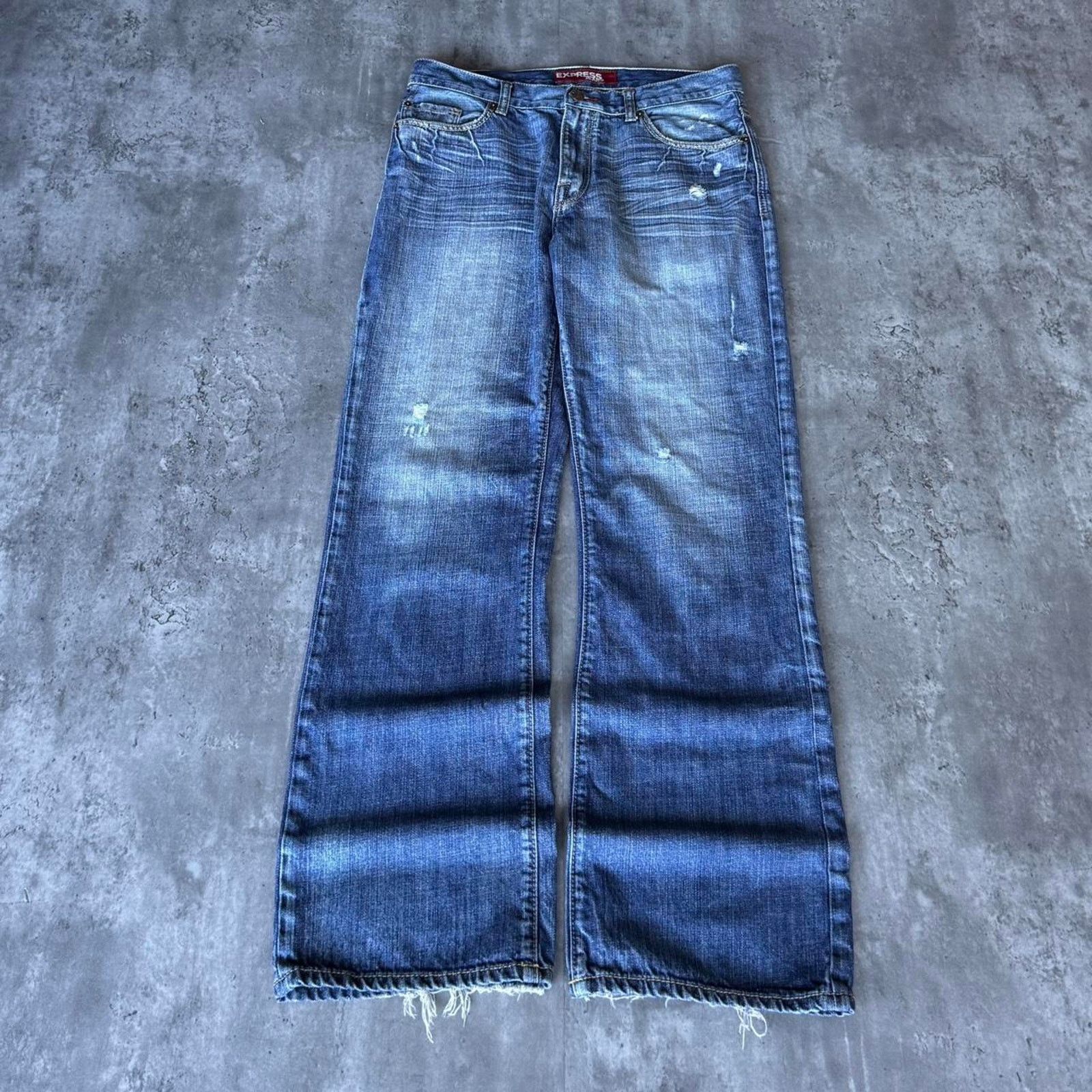 Express × Vintage Vintage Y2K Express Baggy Embroidered Grunge Opium Jeans Size US 34 / EU 50 - 2 Thumbnail