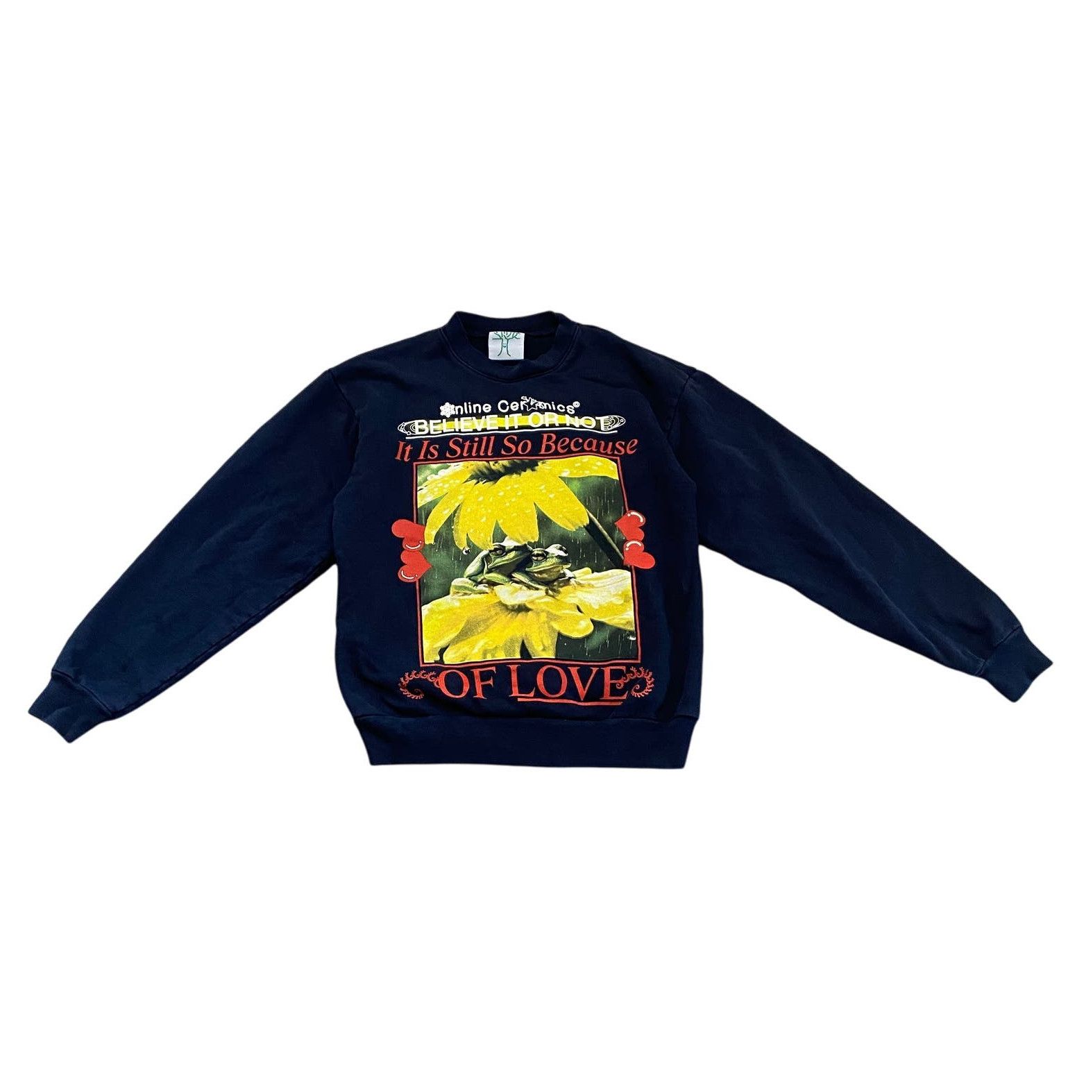 Image of Online Ceramics Because Of Love Crew Sweatshirt Men's S in Blue (Size Small)