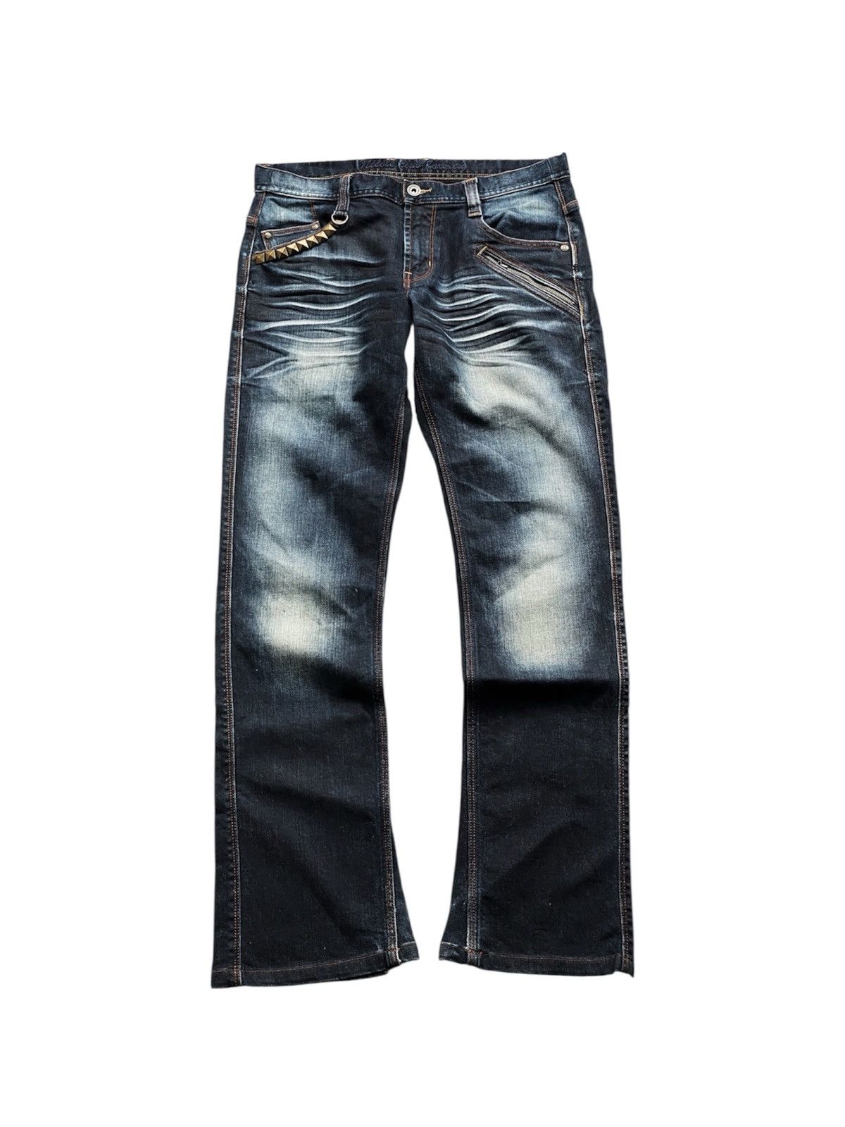 Japanese Brand STUDDED NICOLE CLUB FOR MEN INDIGO WHISKER BOOTCUT Size US 32 / EU 48 - 1 Thumbnail