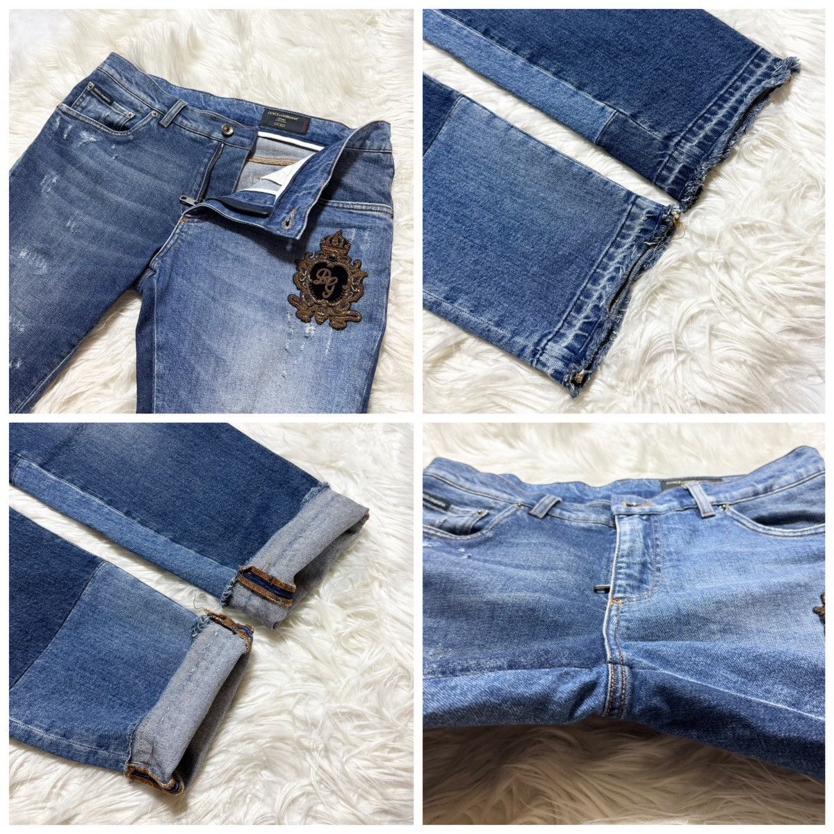 Dolce & Gabbana DG Crown Patchwork Denim Jeans