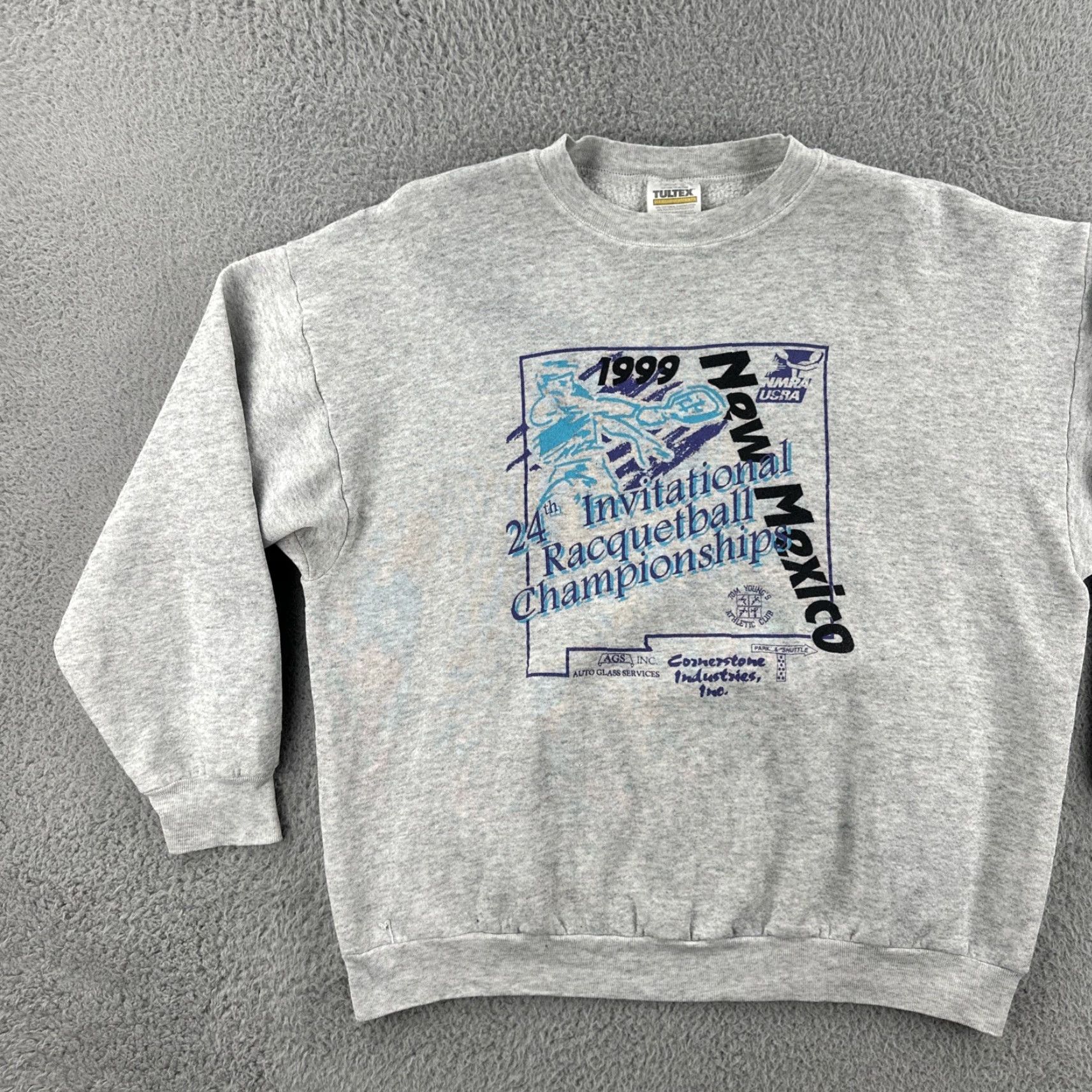Tultex VINTAGE Tultex Sweatshirt Mens XL Crewneck 1999 New Mexico Racquetball Championship Gray Pullover Heavyweight 90s USA Sports Mens Size US XL / EU 56 / 4 - 3 Thumbnail