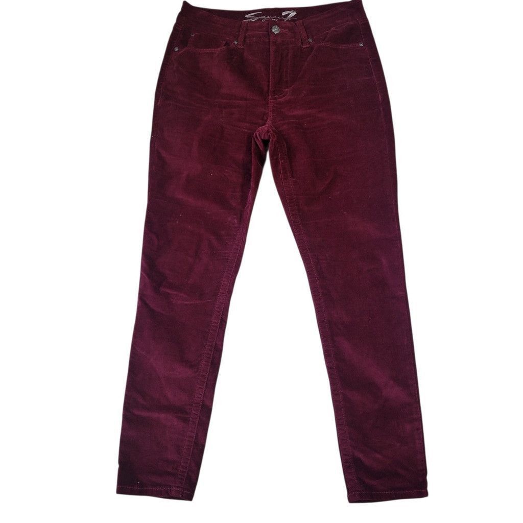 Seven 7 Seven 7 Tummyless High Rise Skinny Red Velvet Pants 10 Women Size 32" / US 10 / IT 46 - 1 Thumbnail