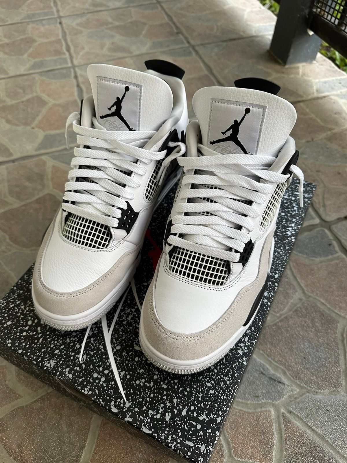 Pre-owned Jordan Nike Jordan 4 Military Black Shoes In White