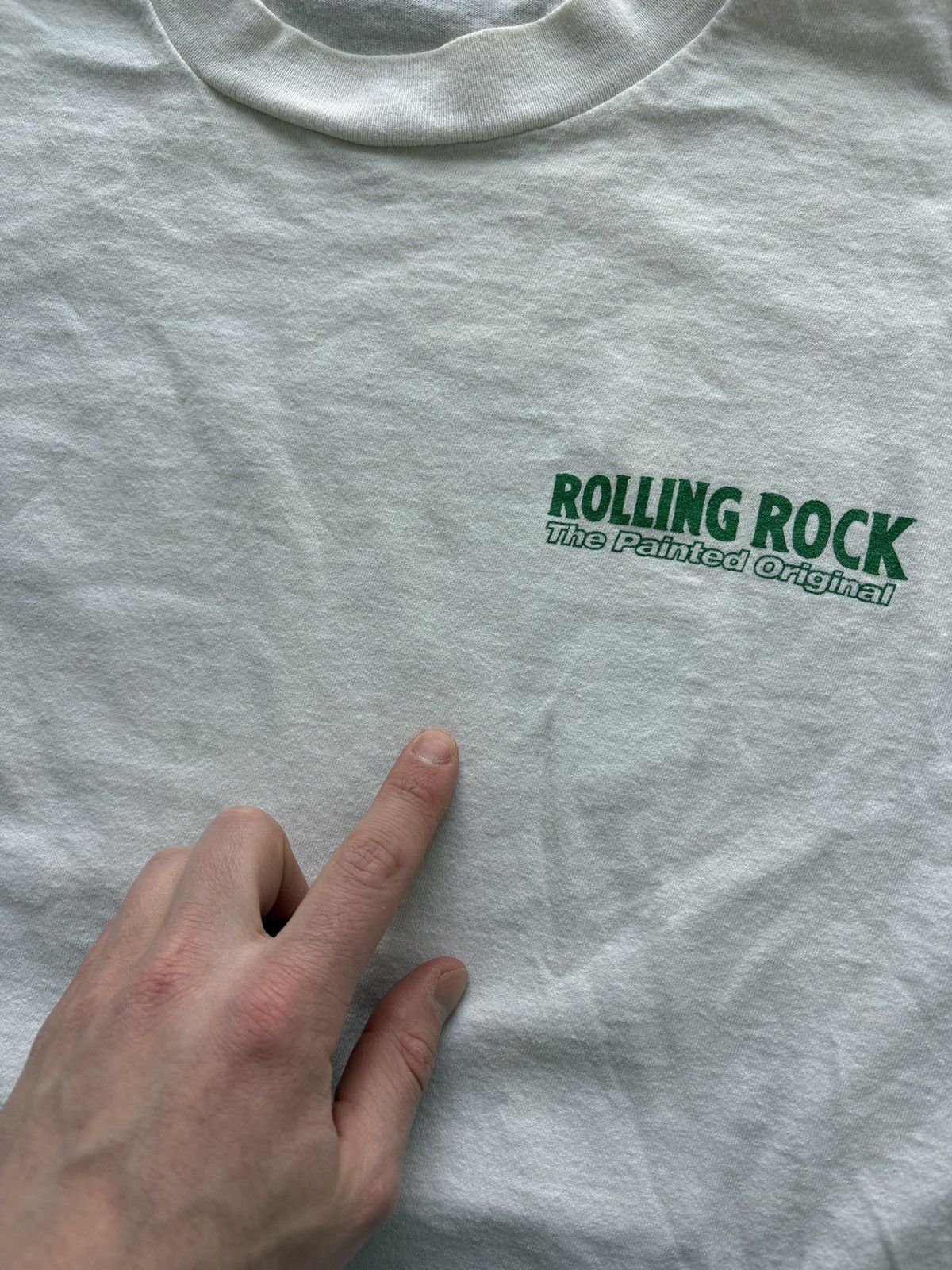 Vintage Vintage 90s Rolling Rock Beer Graphic Tee Size US XL / EU 56 / 4 - 10 Thumbnail