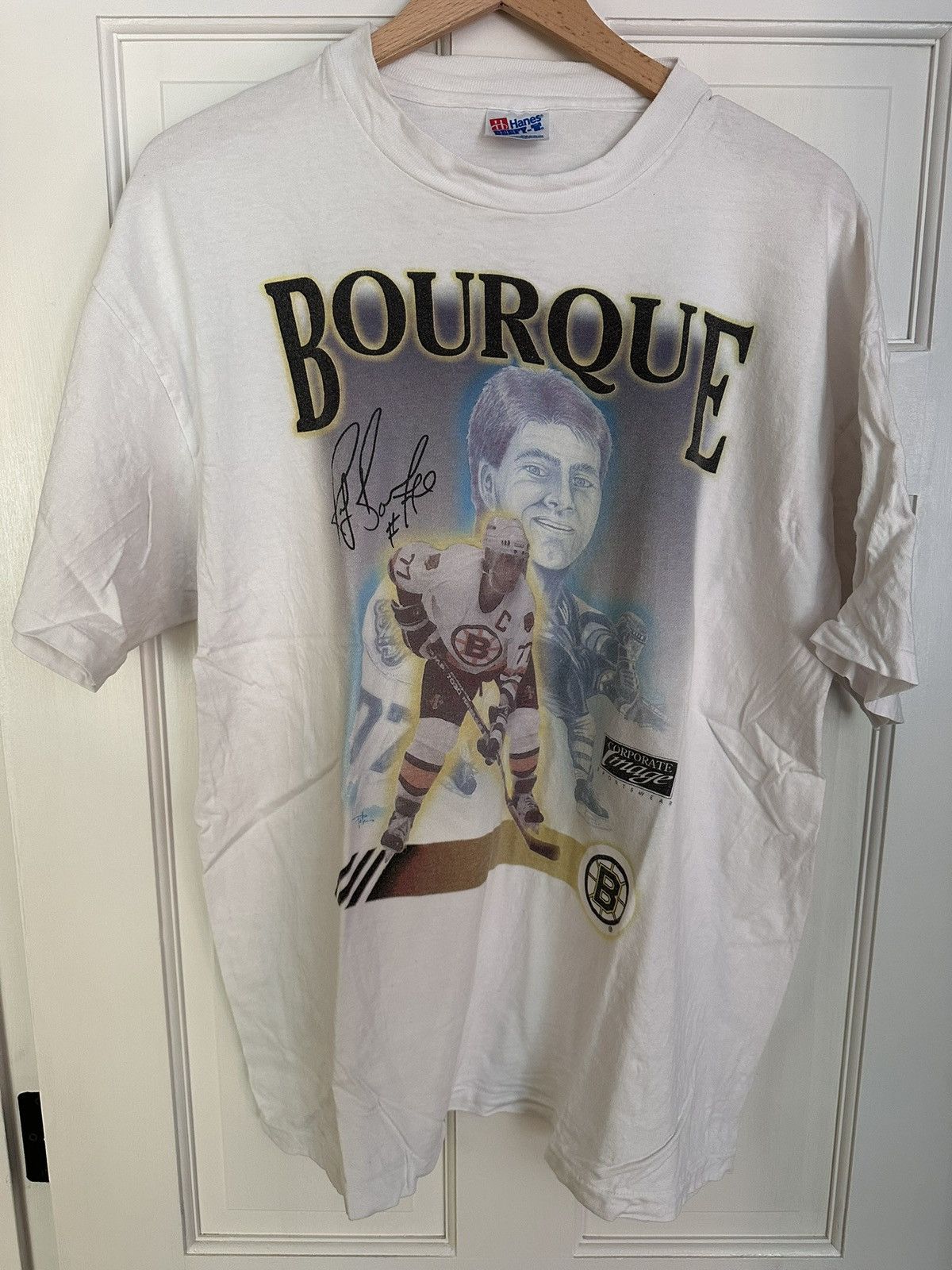 NHL Vintage 1993 Bruins Ray Borque Portrait Tee Size US XL / EU 56 / 4 - 1 Thumbnail