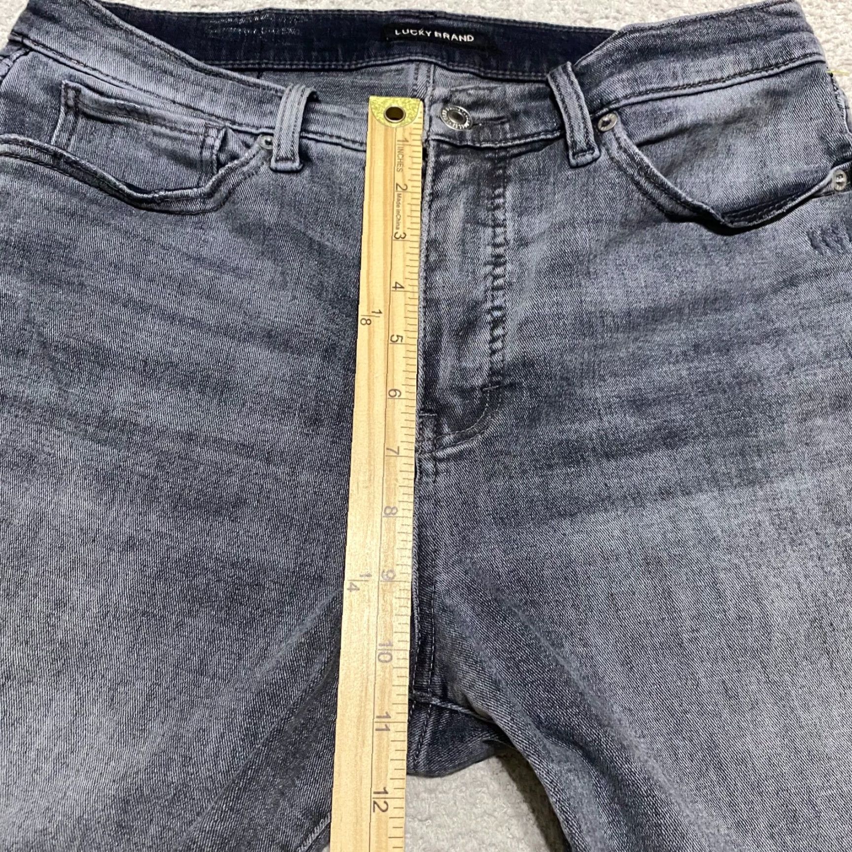 Lucky Brand Lucky Brand Jeans Bridgette Skinny Womens 12 Gray Denim High Rise Distressed Slim Fit 5-Pocket Regular Inseam 27 Size 34" / US 12 / IT 48 - 7 Thumbnail