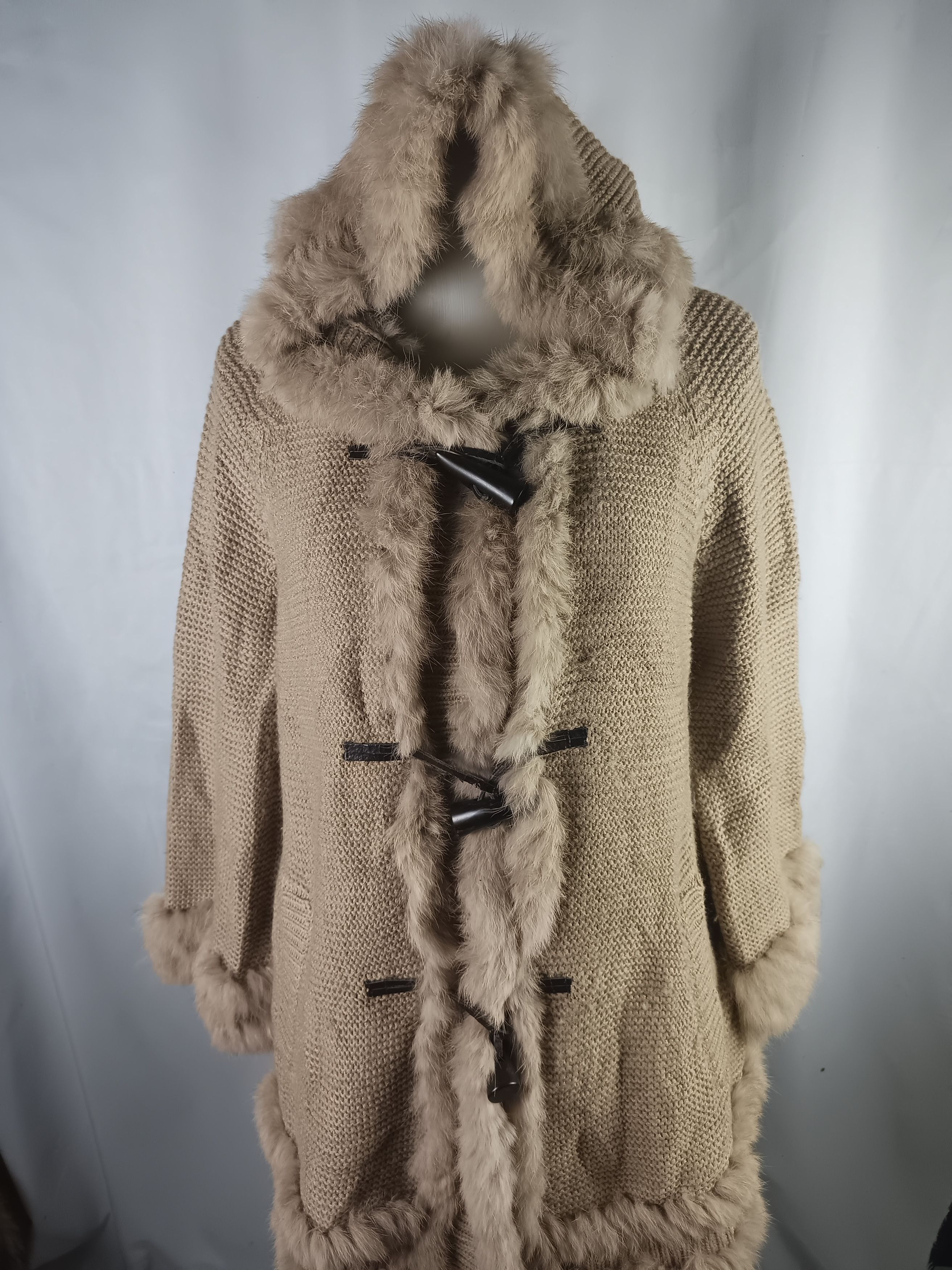 VICKY Faux Fur Knit Toggle Jacket