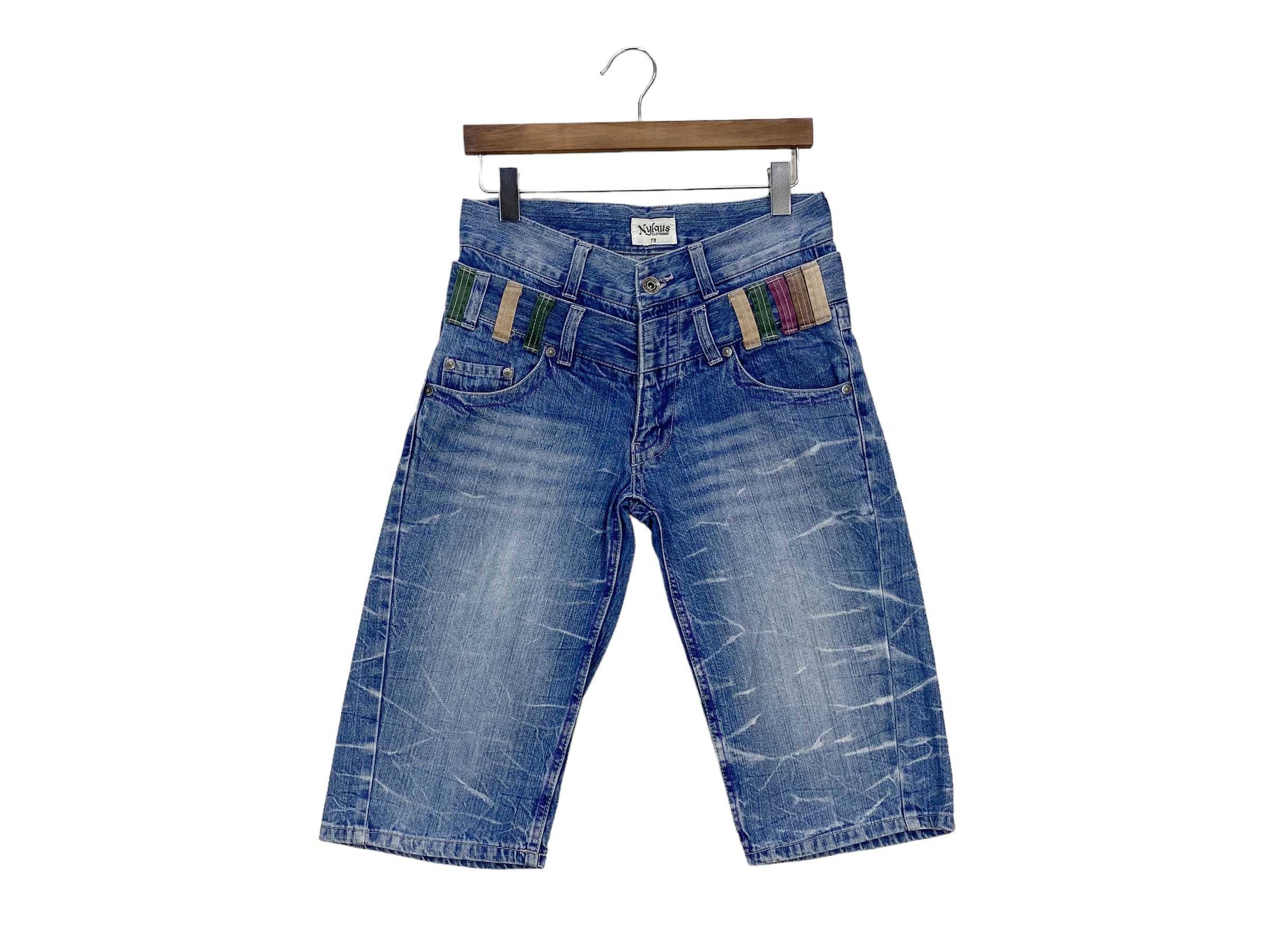 Japanese Brand Nylaus Short Jeans Distressed Denim Size US 29 - 2 Thumbnail