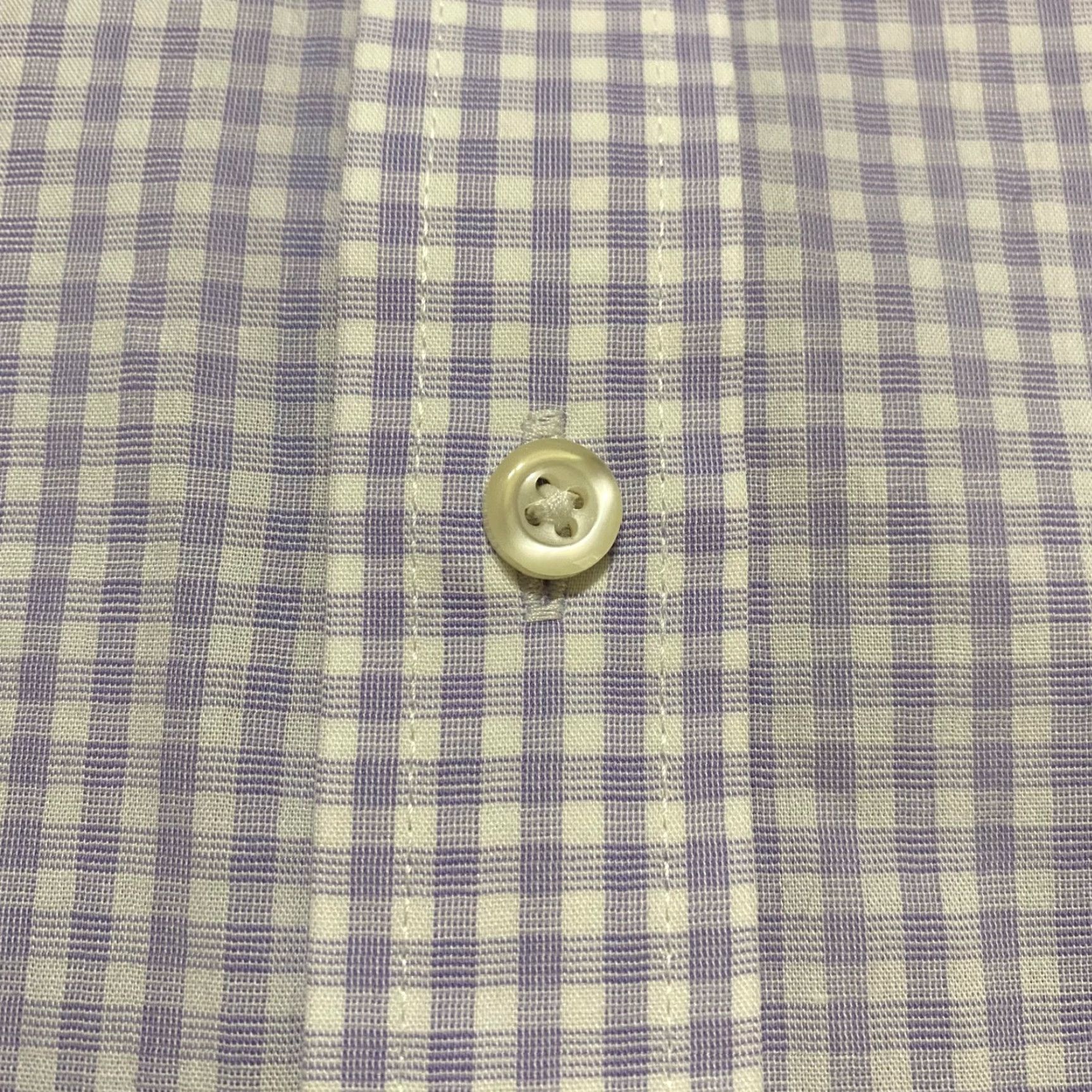 Stafford Stafford Dress Shirt Purple Plaid Long Sleeve Button-Front Fitted Mens 16.5 Classic Business Casual Travel Cotton Polyester Size 46R - 4 Thumbnail