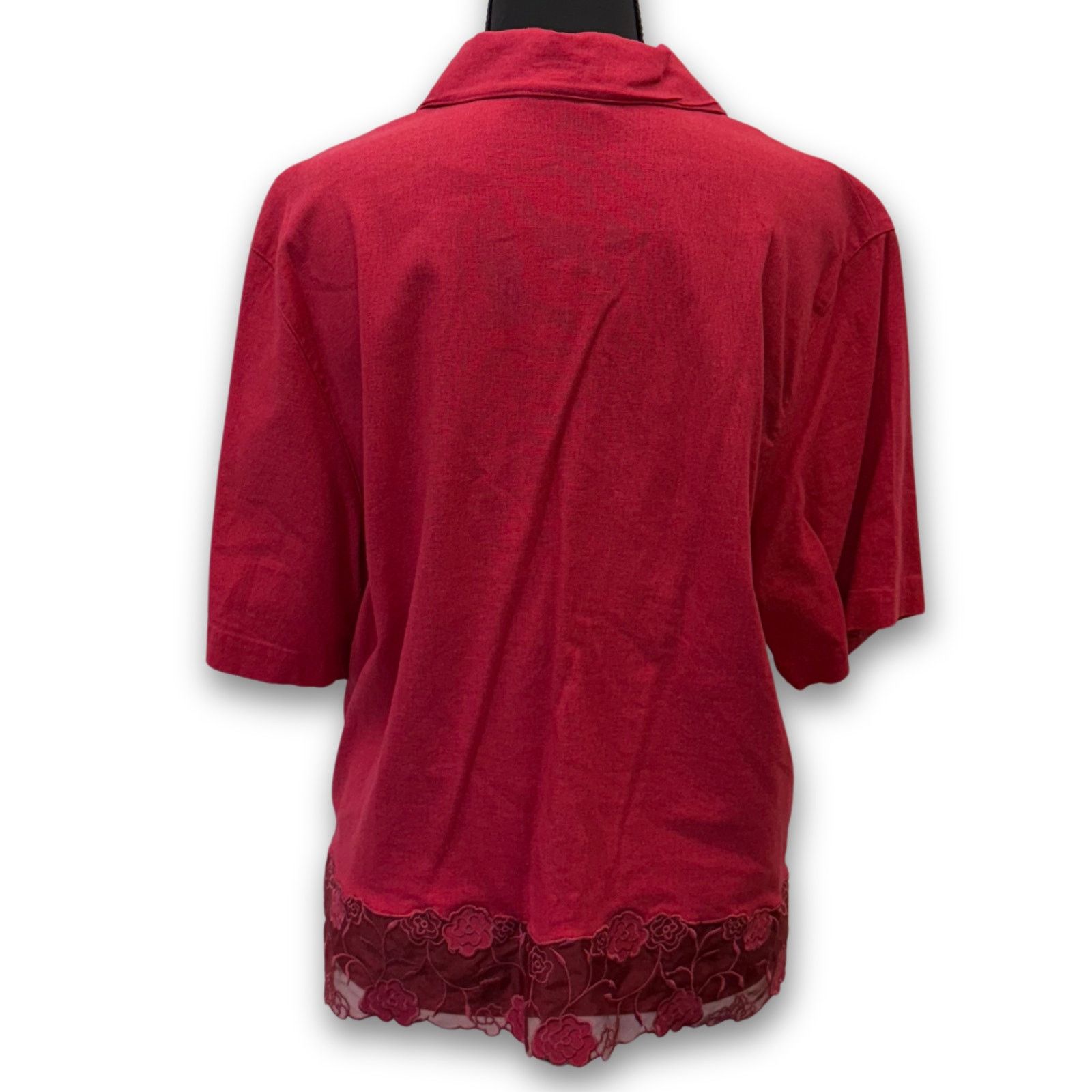 Vintage Vintage Napa Valley Short Sleeve Button Up WIth Lace Trim Size XL / US 12-14 / IT 48-50 - 2 Thumbnail