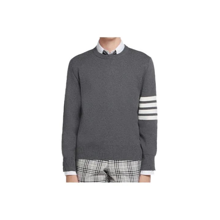 Thom Browne Thom Browne Gray Long Sleeve Knit Sweatshirt Size US L / EU 52-54 / 3 - 1 Thumbnail