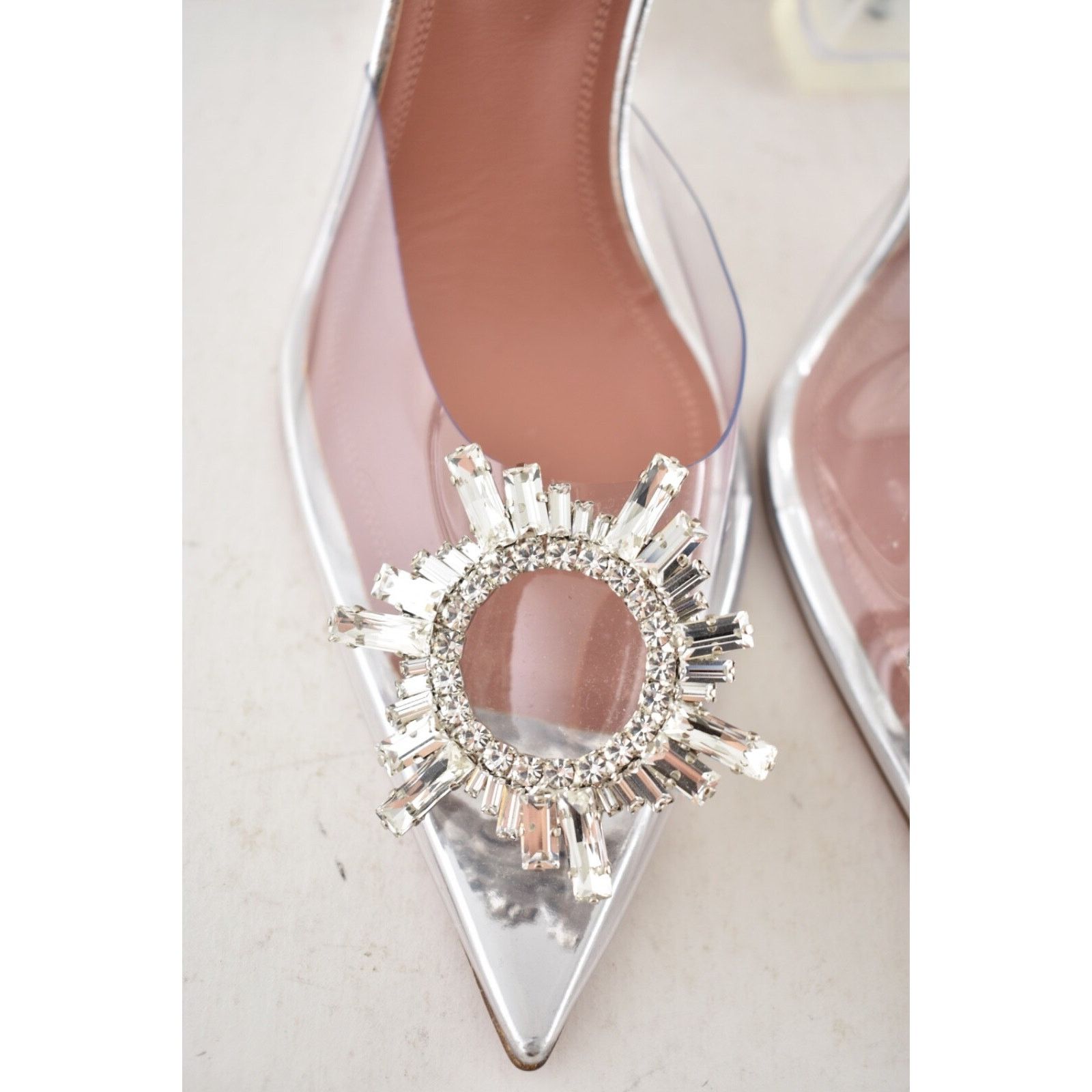 Amina Muaddi Begum Glass PVC Crystal Slingback Sandal Heel Pump 39.5 Size US 9.5 / IT 39.5 - 14 Thumbnail