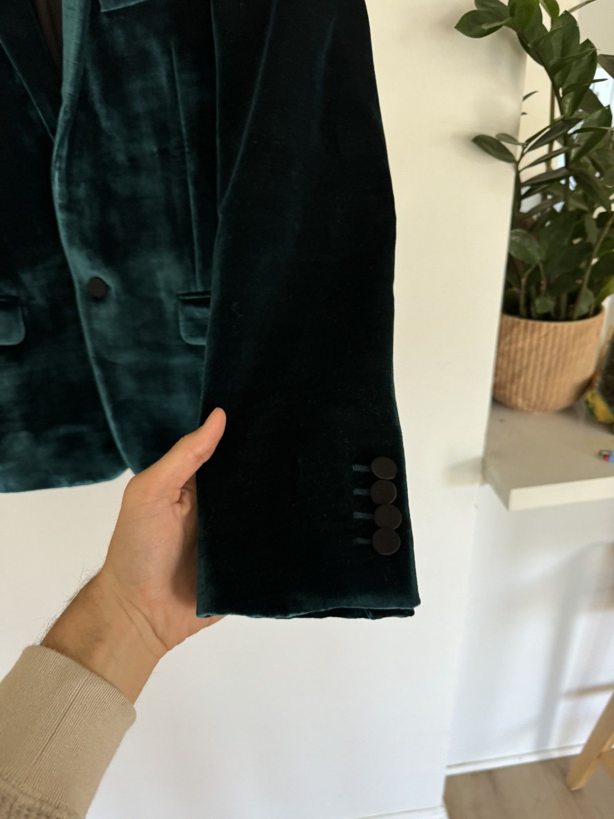 Saint Laurent Paris Teal Velour Blazer Size 46R - 4 Thumbnail