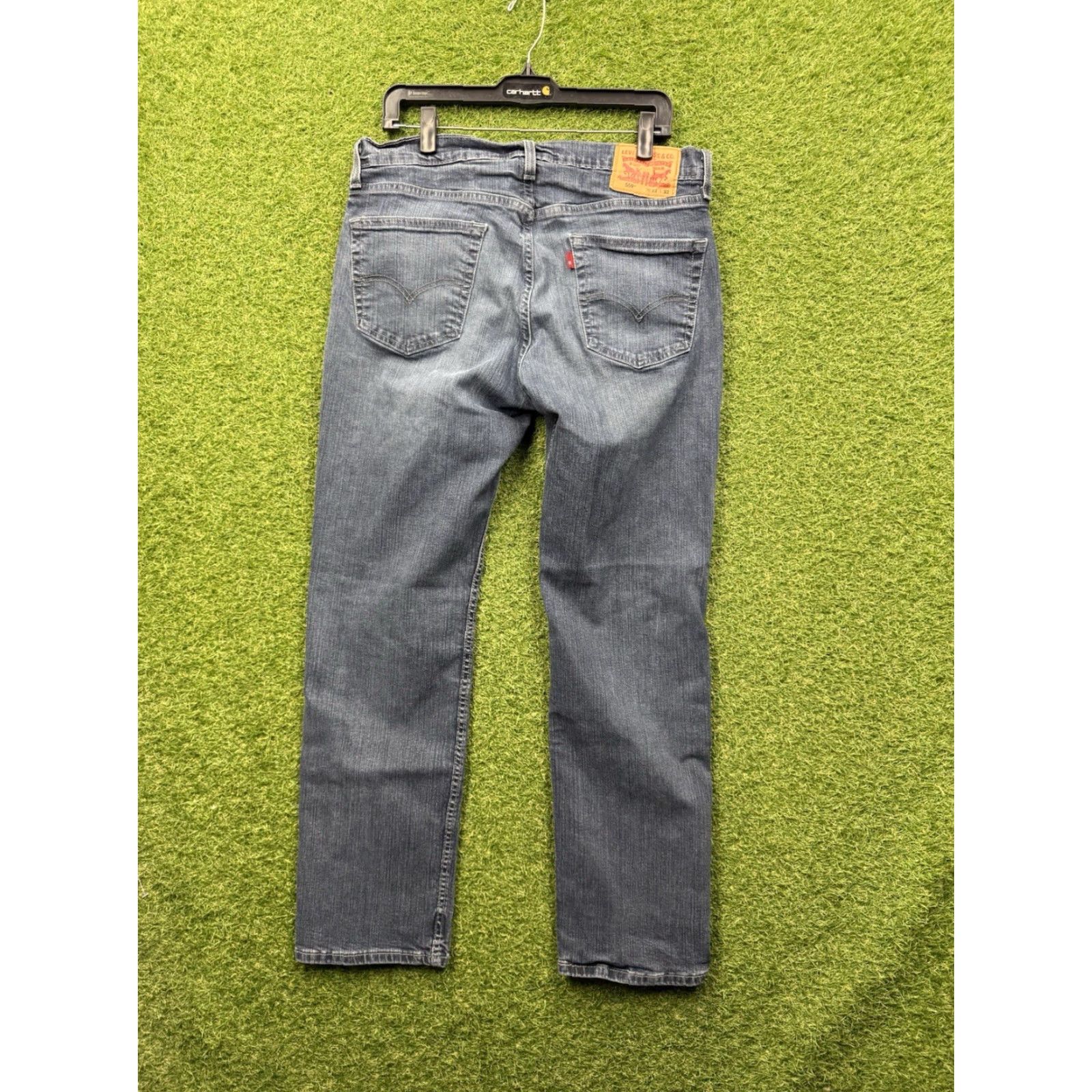 Levi's Levis 559 Jeans Mens 33x32 Blue Dark Wash Relaxed Straight Fit Distressed Work Size US 33 - 2 Thumbnail