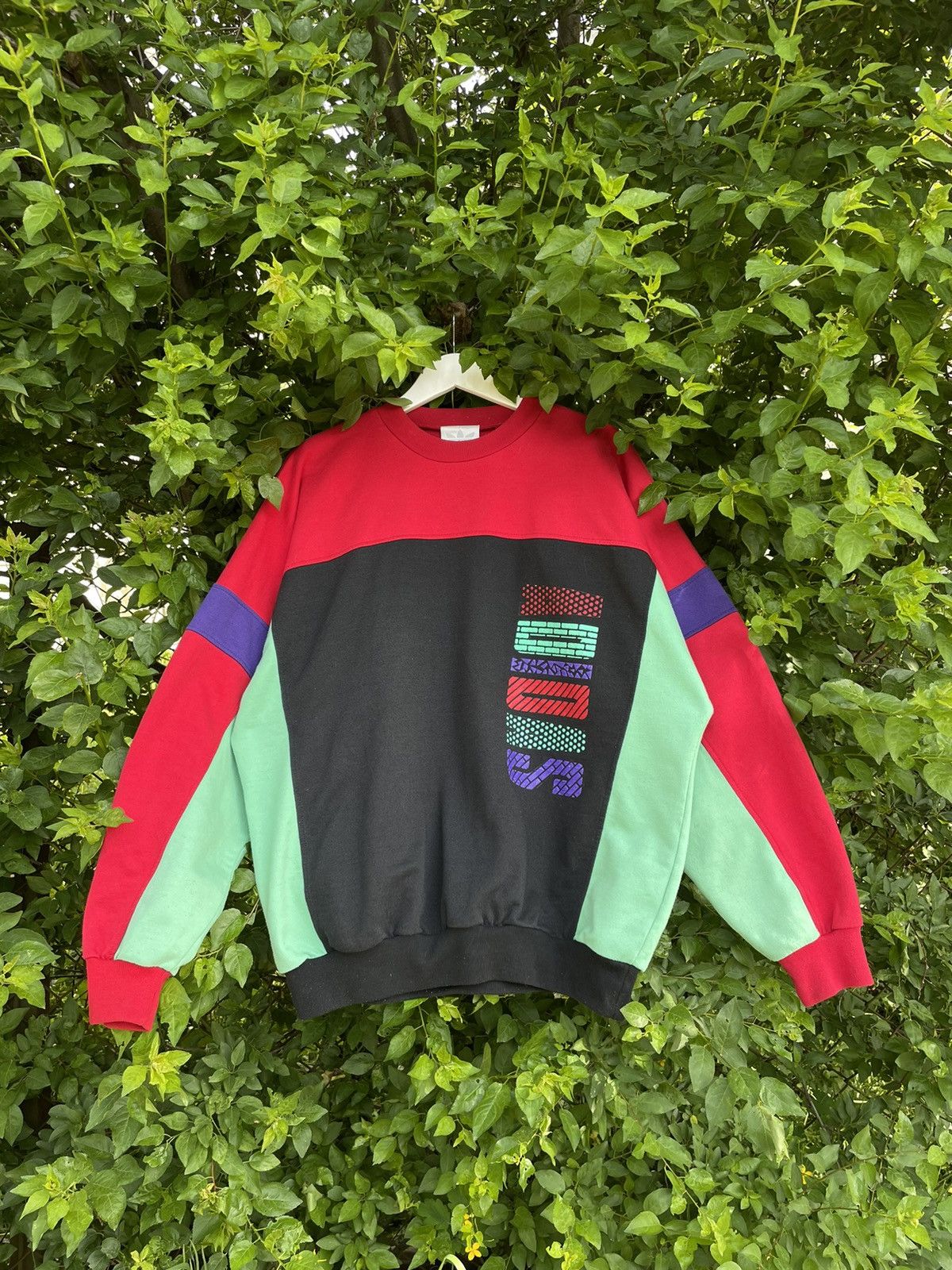 Pre-owned Adidas X Vintage Adidas 90's Sweatshirt Multicolor Y2k Retro In Black
