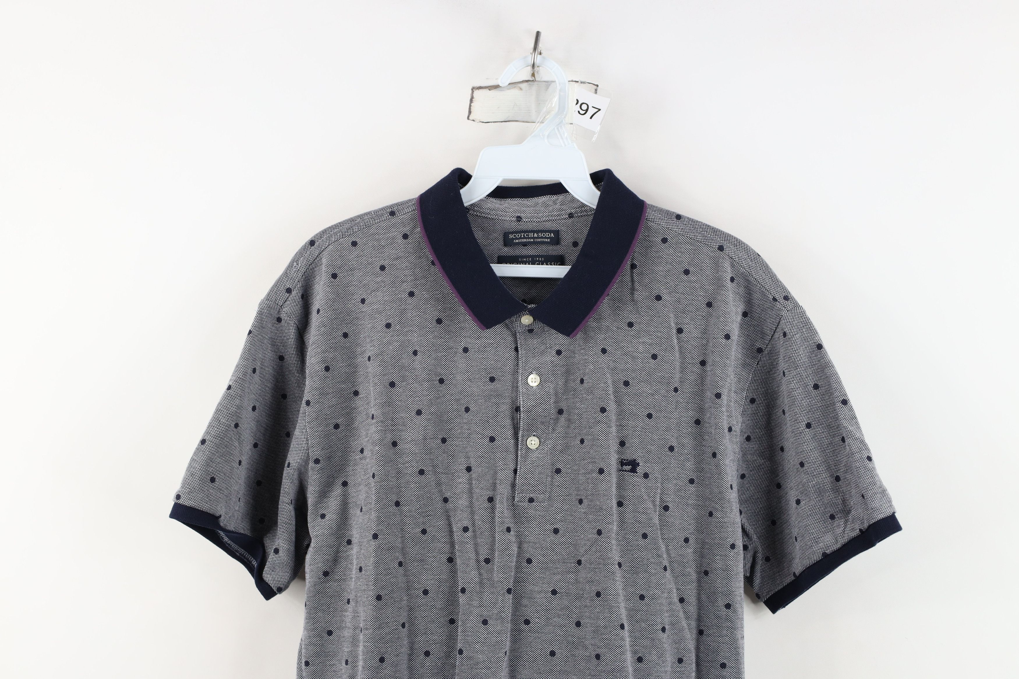 Scotch & Soda Scotch & Soda Classic Fit Polka Dot Collared Golf Polo Shirt Size US XL / EU 56 / 4 - 2 Thumbnail