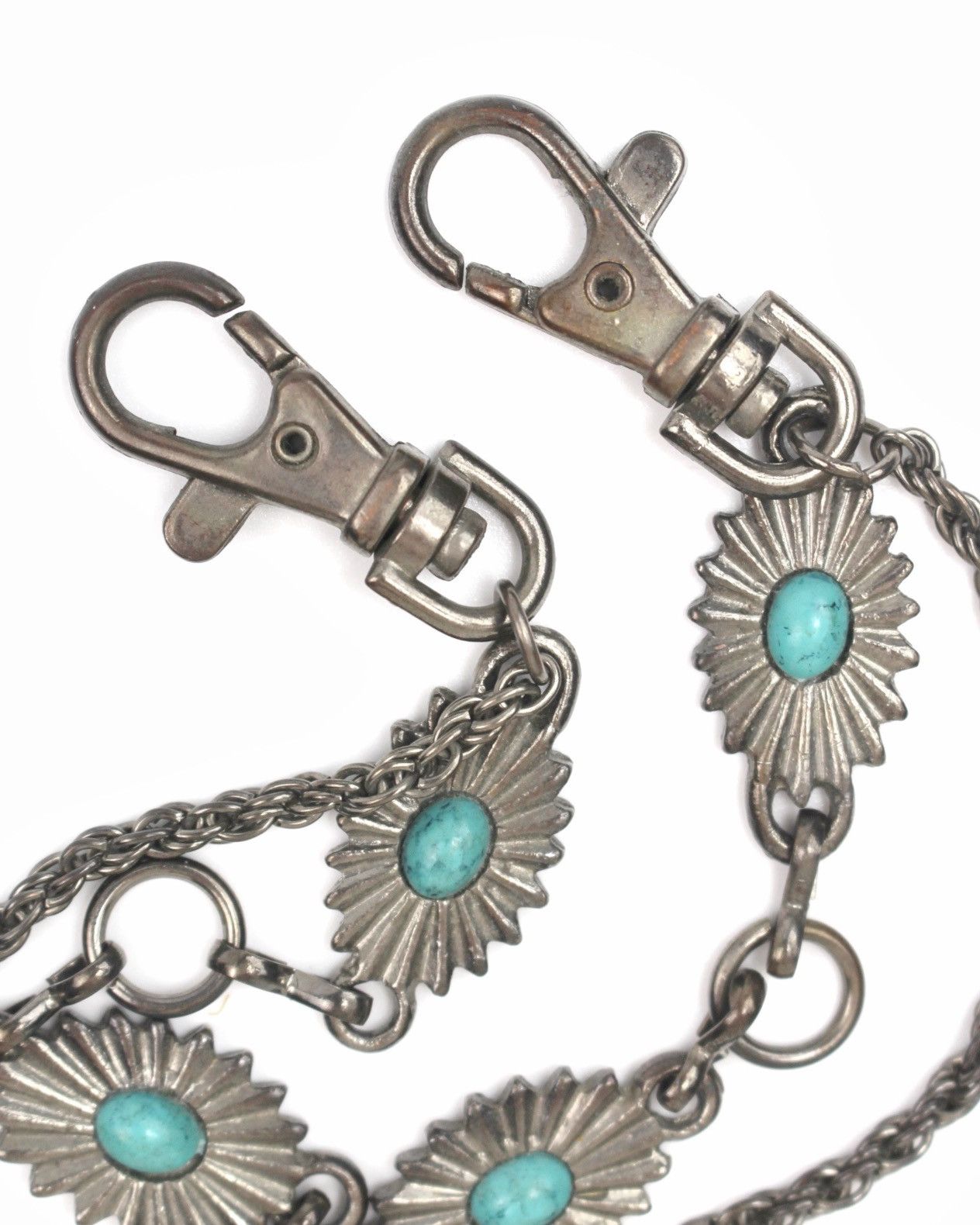 Vintage 1990S NATIVE STYLE TURQUOISE CONCHO WALLET CHAIN Size ONE SIZE - 4 Thumbnail