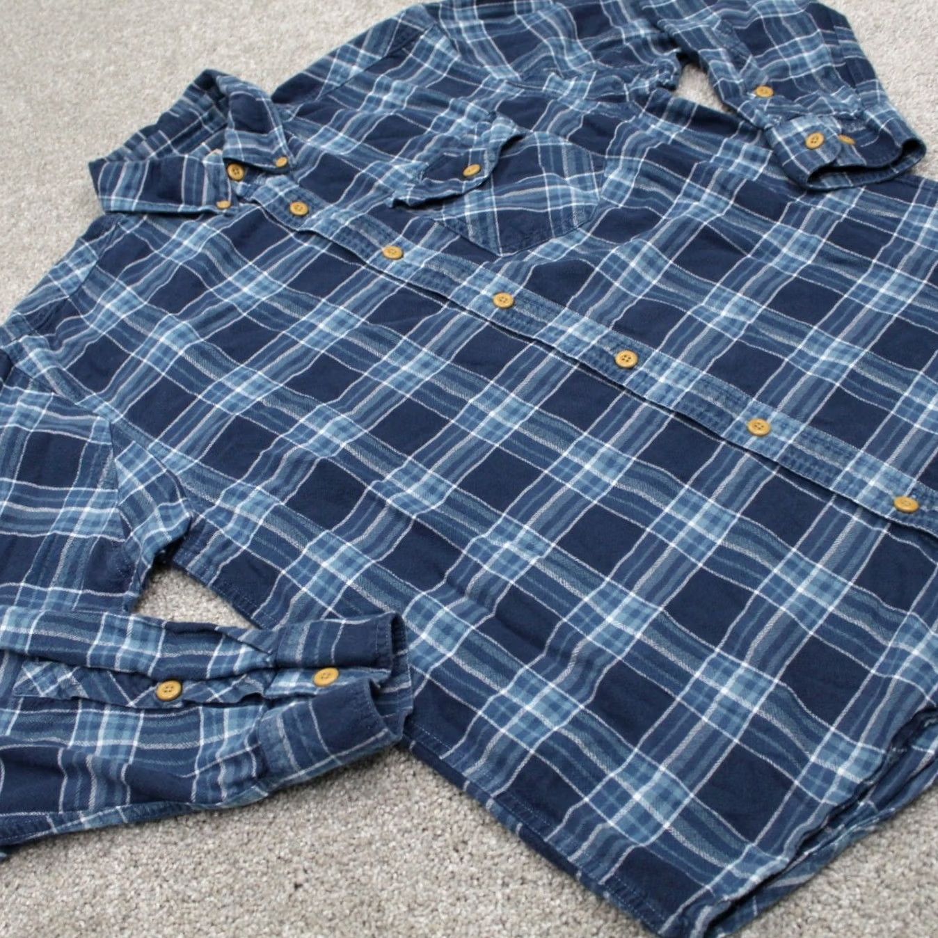 Vintage Duluth Button-Up Shirt Men Medium Blue/White Plaid Flannel Cotton L/S Shirt Mens Medium Blue Plaid Size US M / EU 48-50 / 2 - 6 Thumbnail