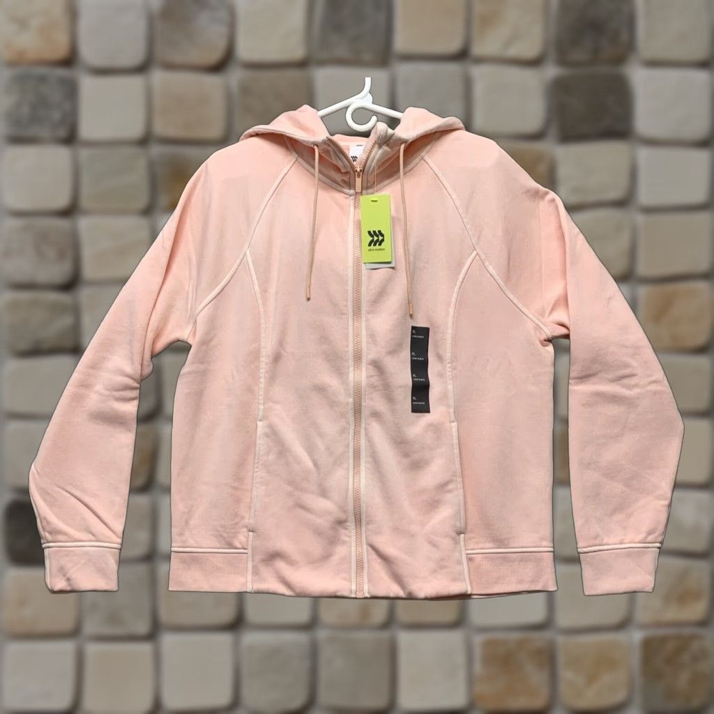 Vintage All In Motion Jacket Hooded Full Zip Peachy Pink XL Women’s Fleece 2-Pockets Activewear Running Track Lightweight Short Sleeve: N/A Size XL / US 12-14 / IT 48-50 - 1 Thumbnail