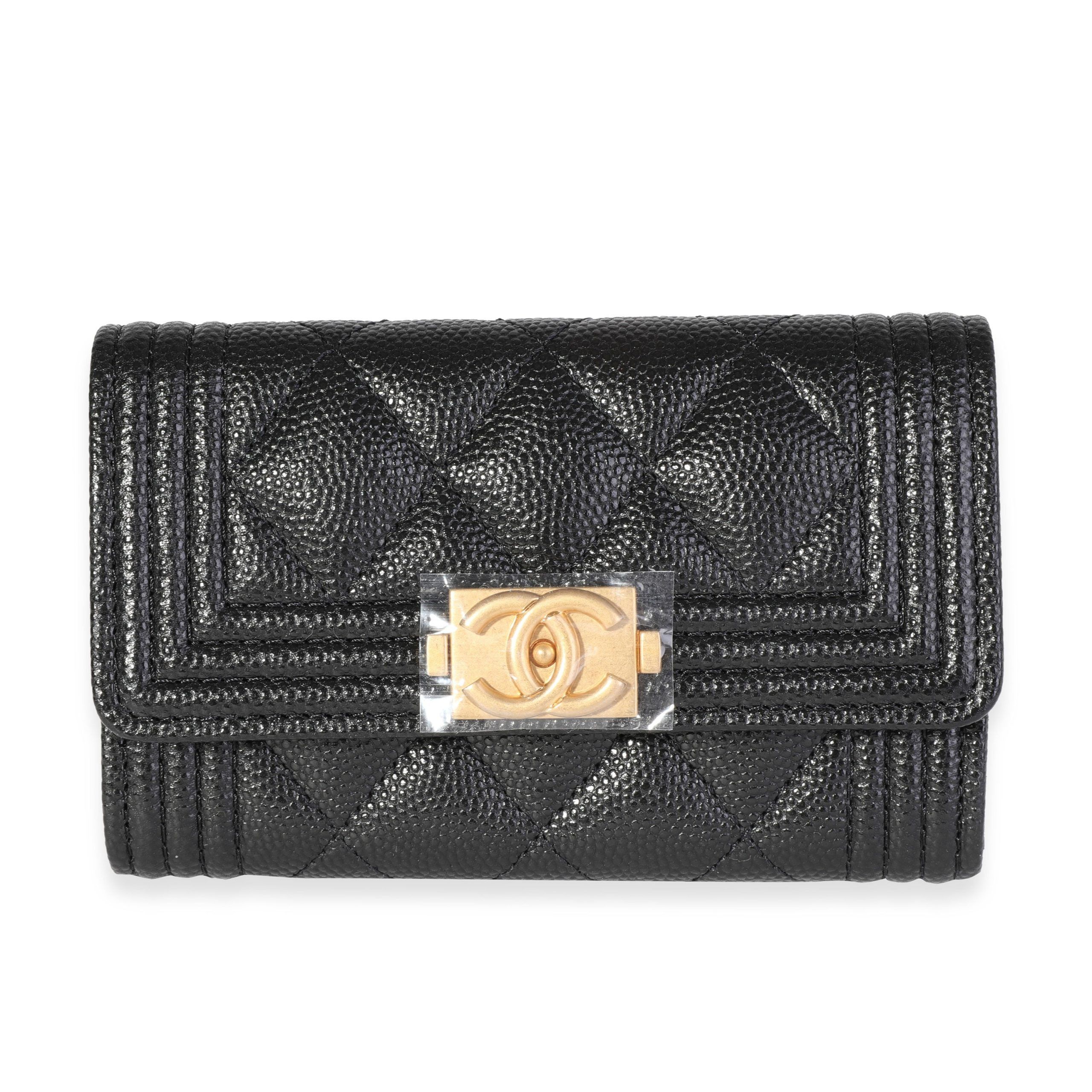 Chanel Chanel Black Quilted Caviar Boy Flap Card Holder Size ONE SIZE - 1 Thumbnail